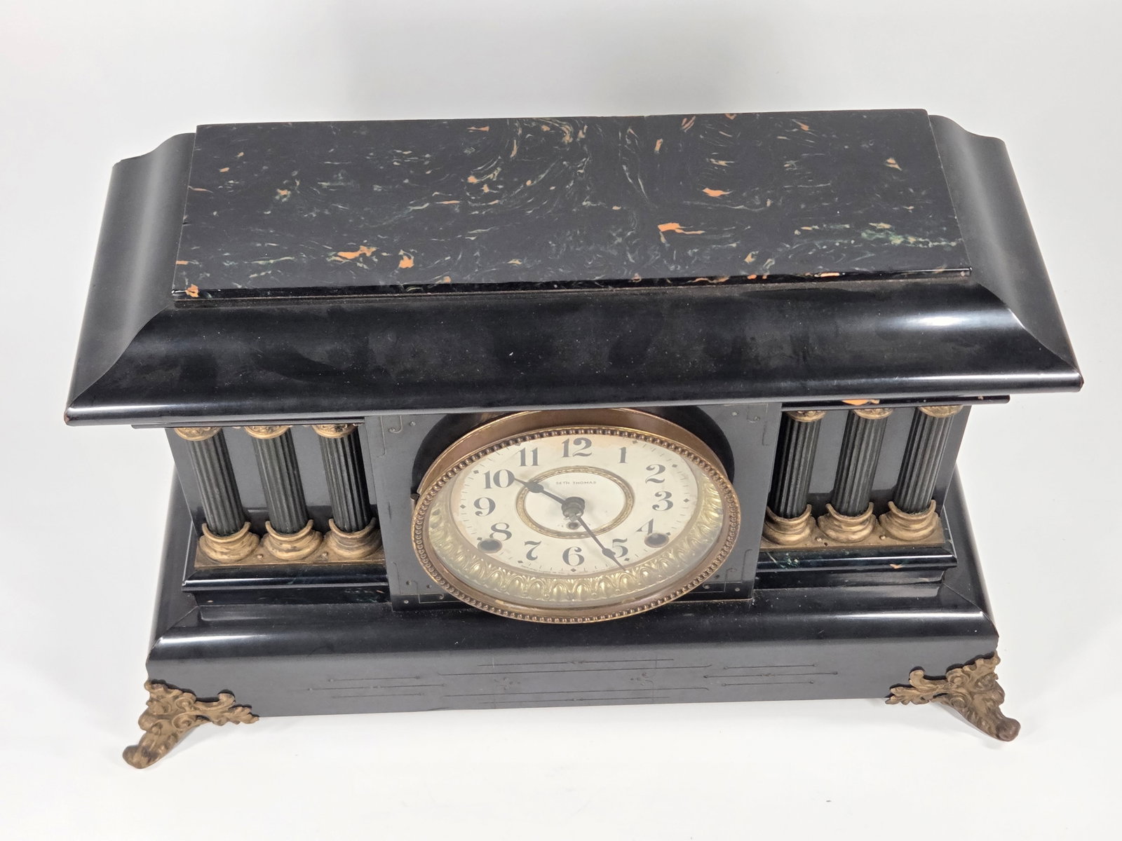 SETH THOMAS ARCHITECTURAL 6 COLUMN MANTEL CLOCK - 2