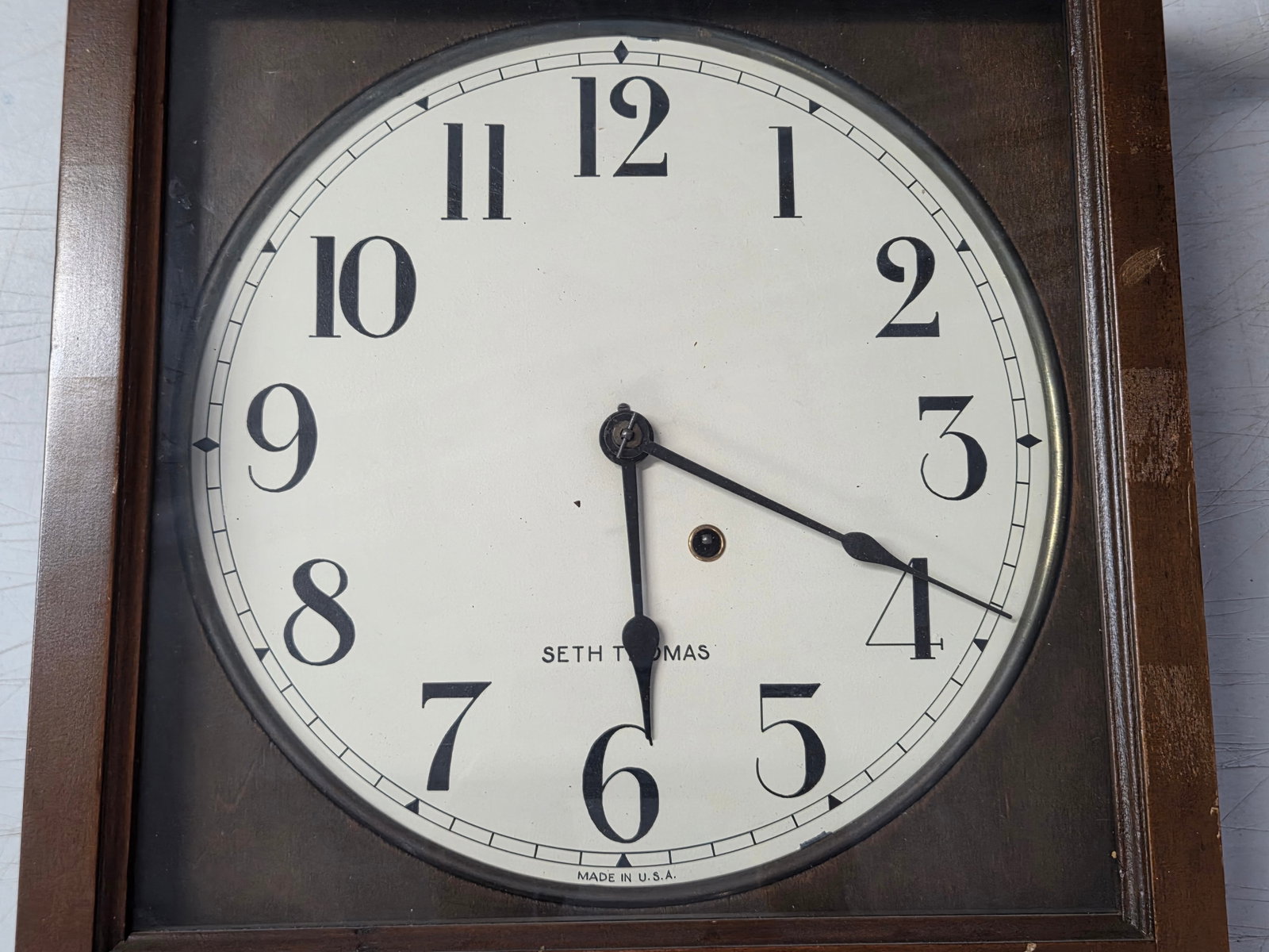 SETH THOMAS WALL MOUNT REGULATOR WIND UP PENDULUM CLOCK - 3