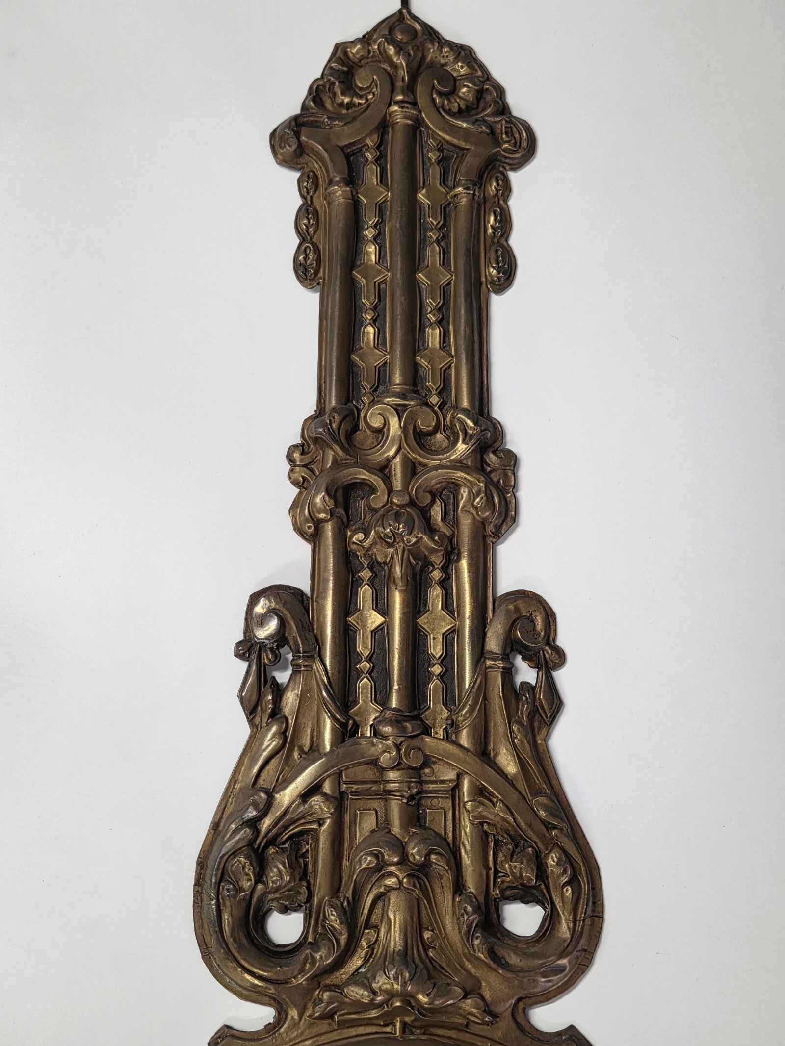 ANTIQUE REPOUSSE MIRRORED COMTOISE CLOCK PENDULUM - 3