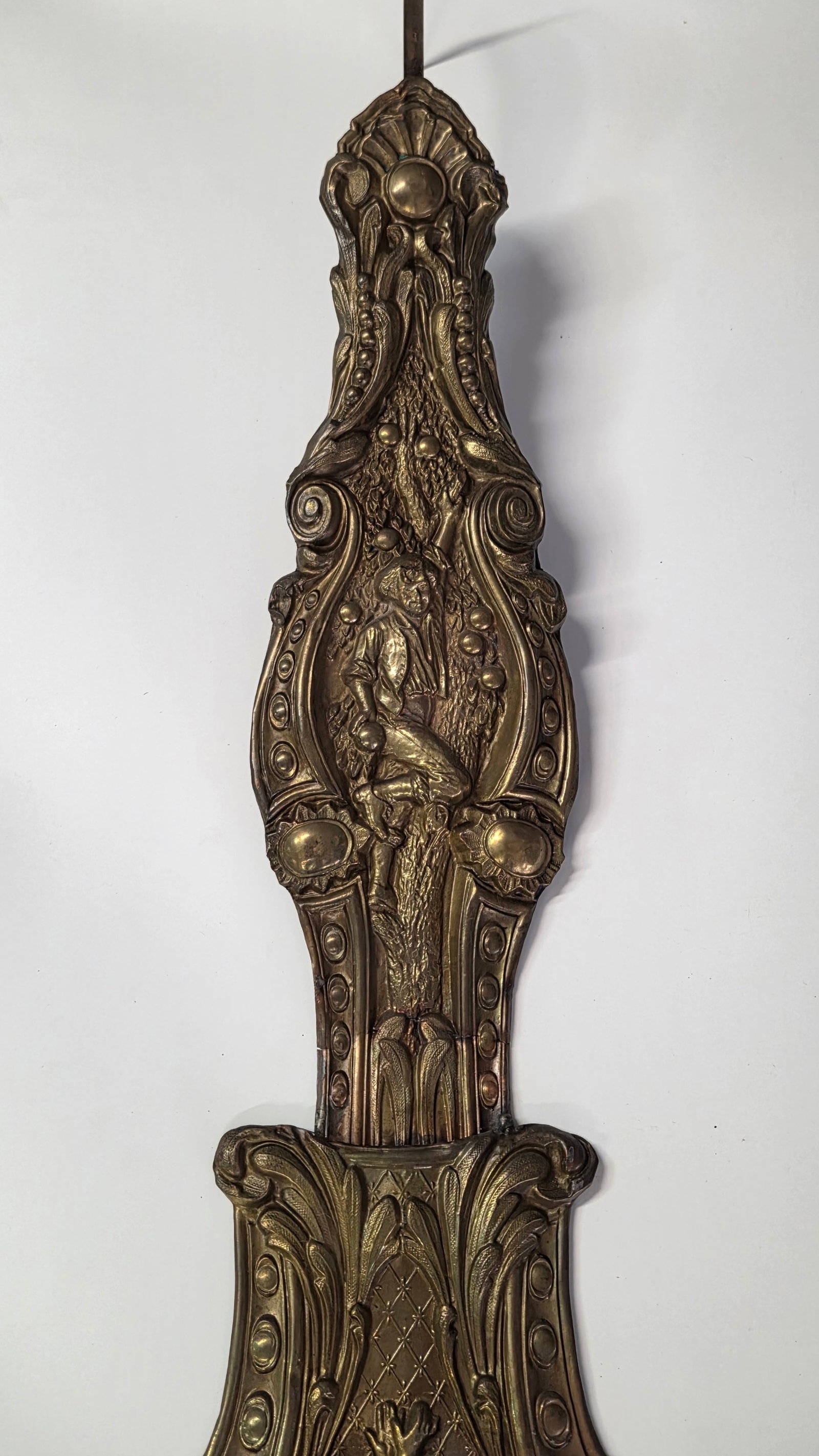 ANTIQUE REPOUSSE COMTOISE CLOCK PENDULUM W/ FIGURES - 3