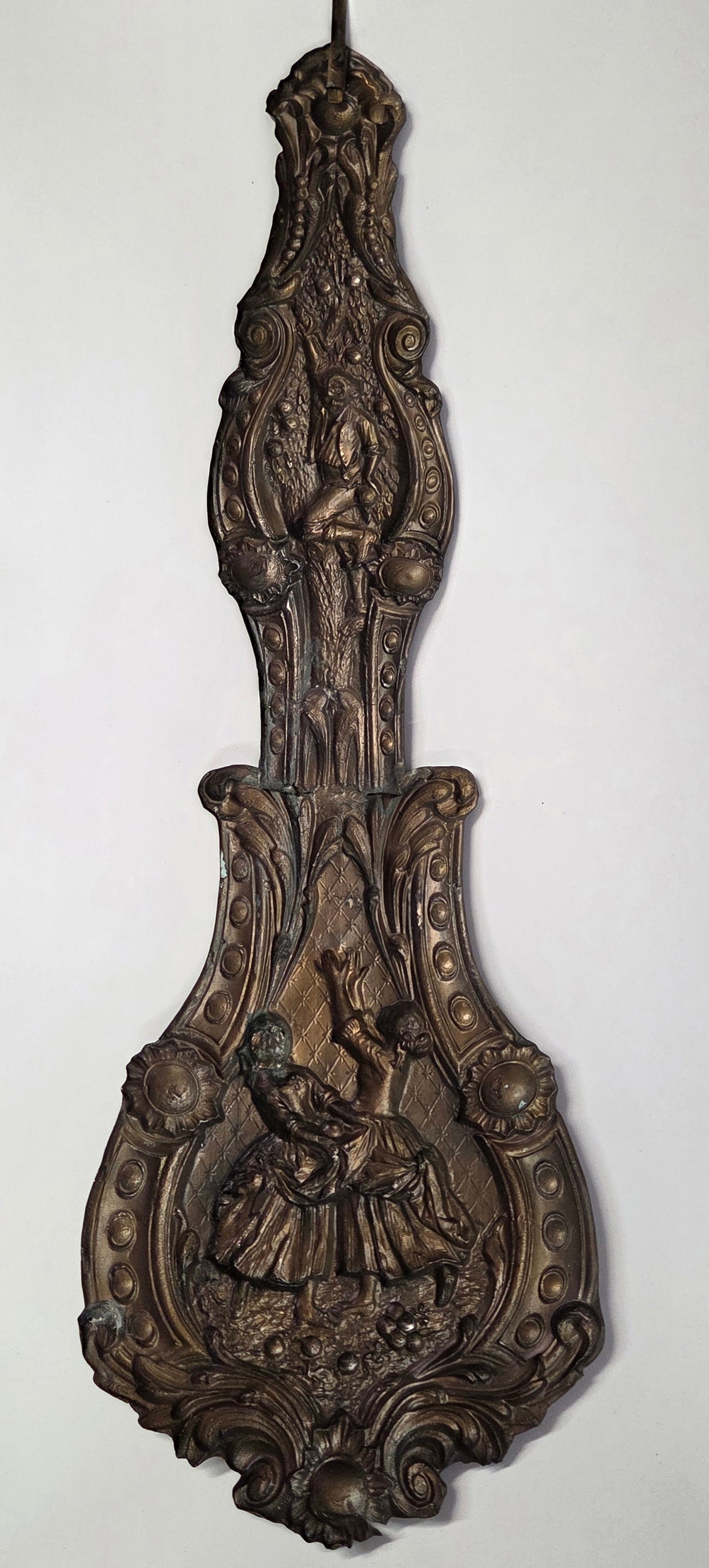 ANTIQUE REPOUSSE COMTOISE CLOCK PENDULUM W/ FIGURES - 4