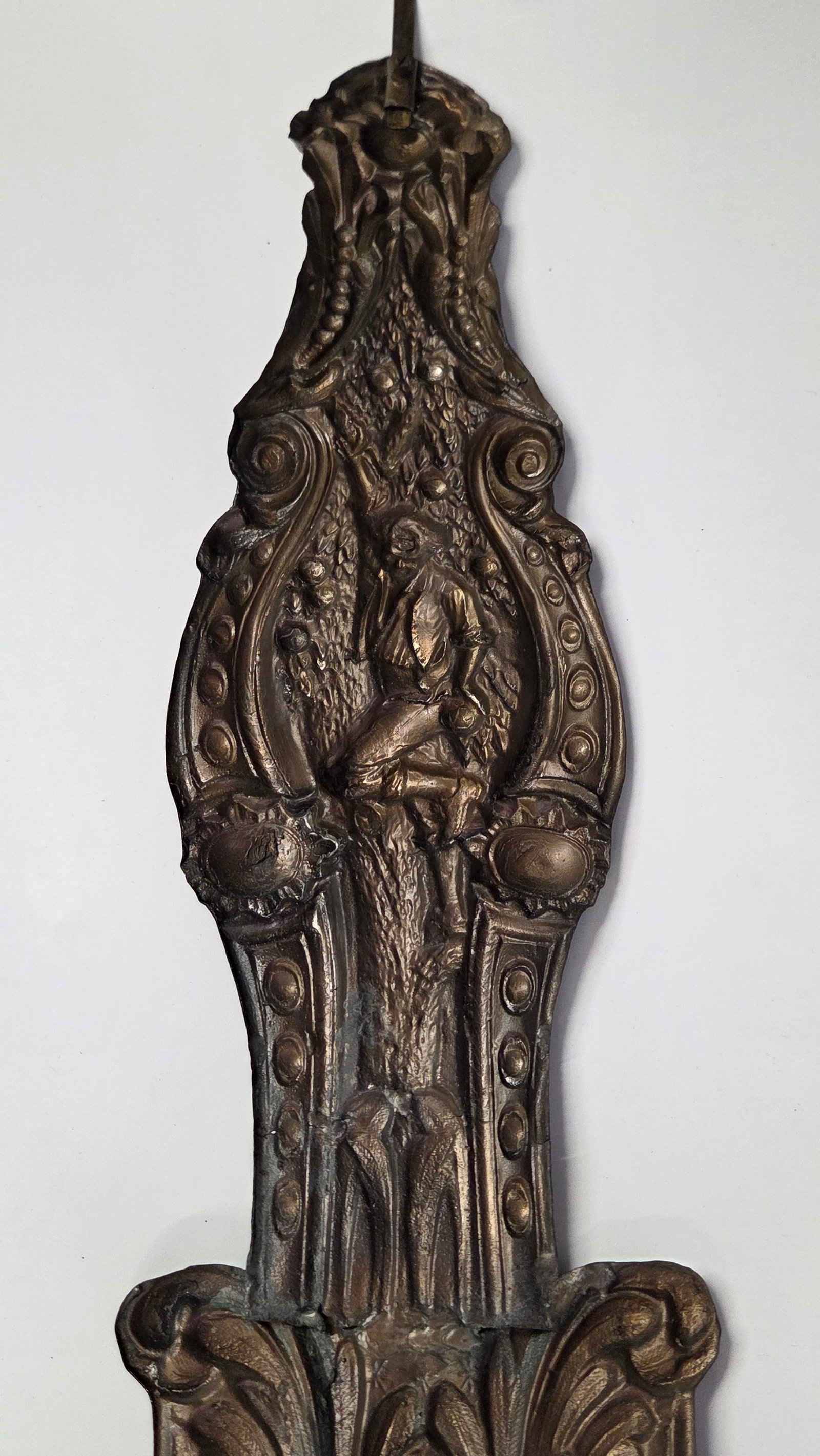 ANTIQUE REPOUSSE COMTOISE CLOCK PENDULUM W/ FIGURES - 5