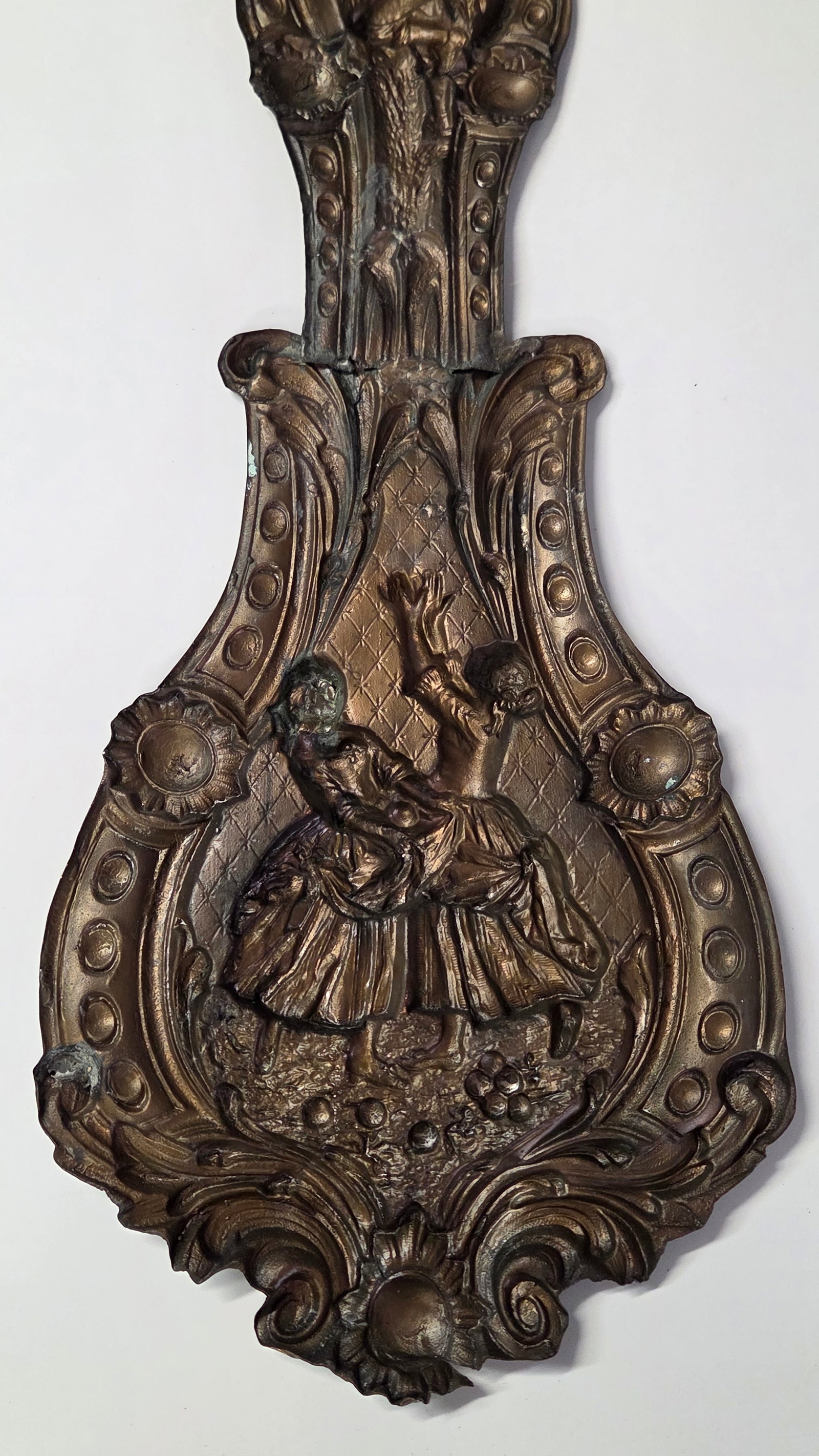 ANTIQUE REPOUSSE COMTOISE CLOCK PENDULUM W/ FIGURES - 6