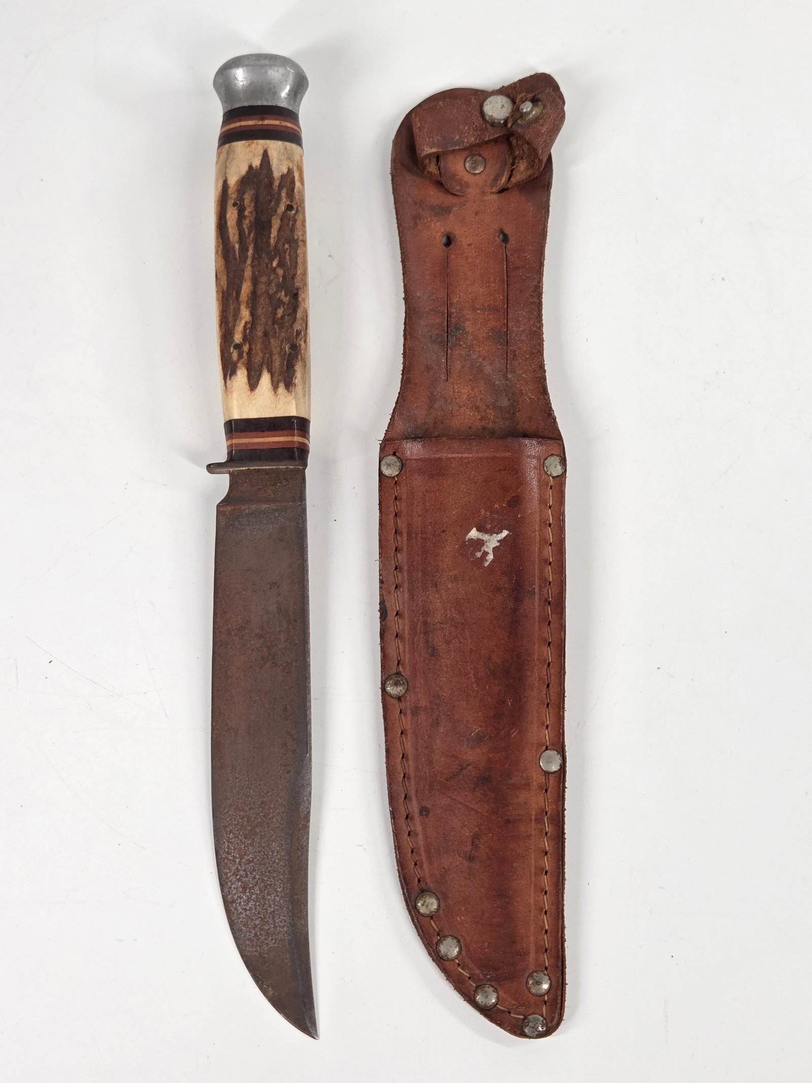 PREMIER FIXED BLADE GERMAN STAG HANDLE KNIFE IN SHEATH H 73 (1 of 6)