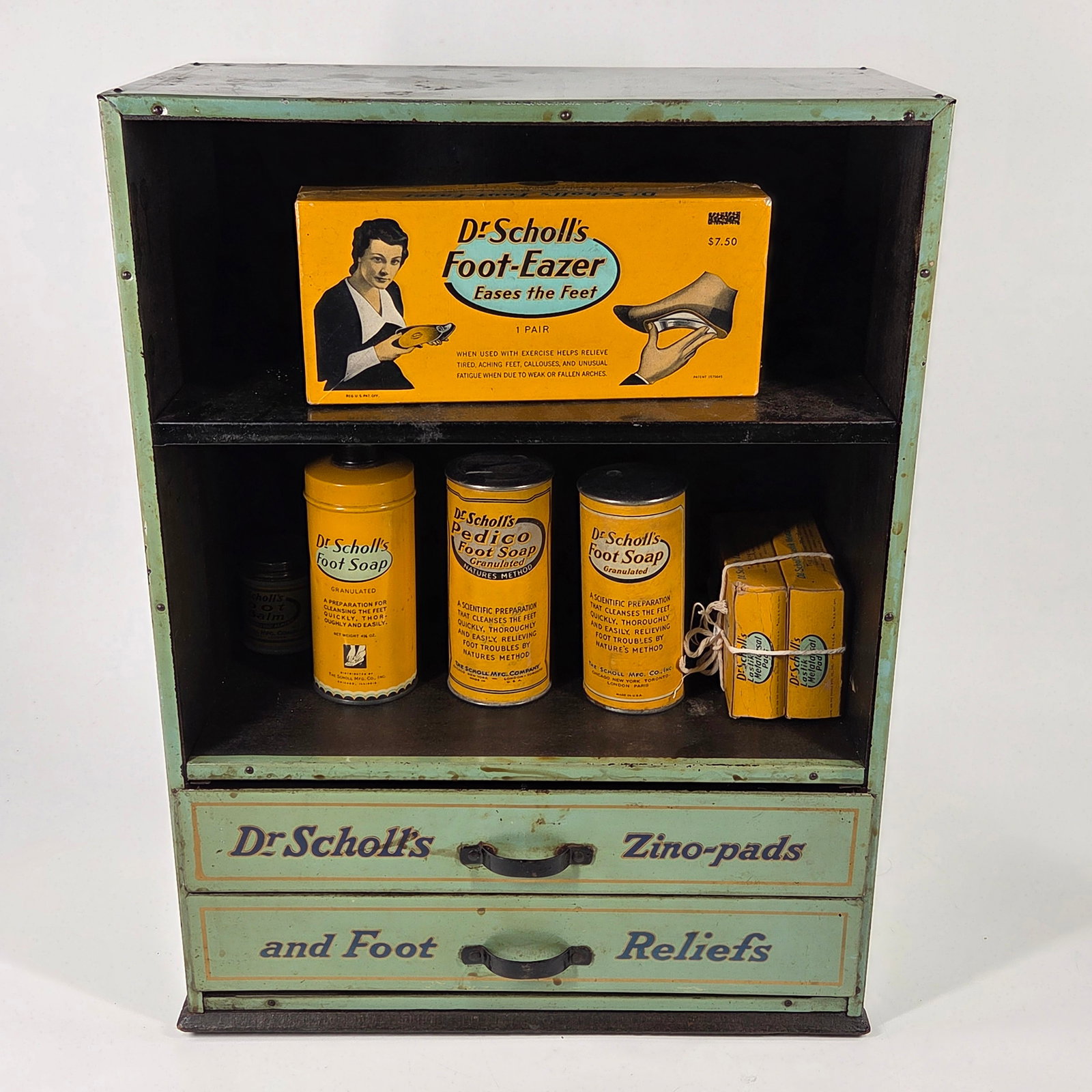 DR. SCHOLL'S COUNTER TOP TIN LITHO STORE DISPLAY & CONTENTS (1 of 9)