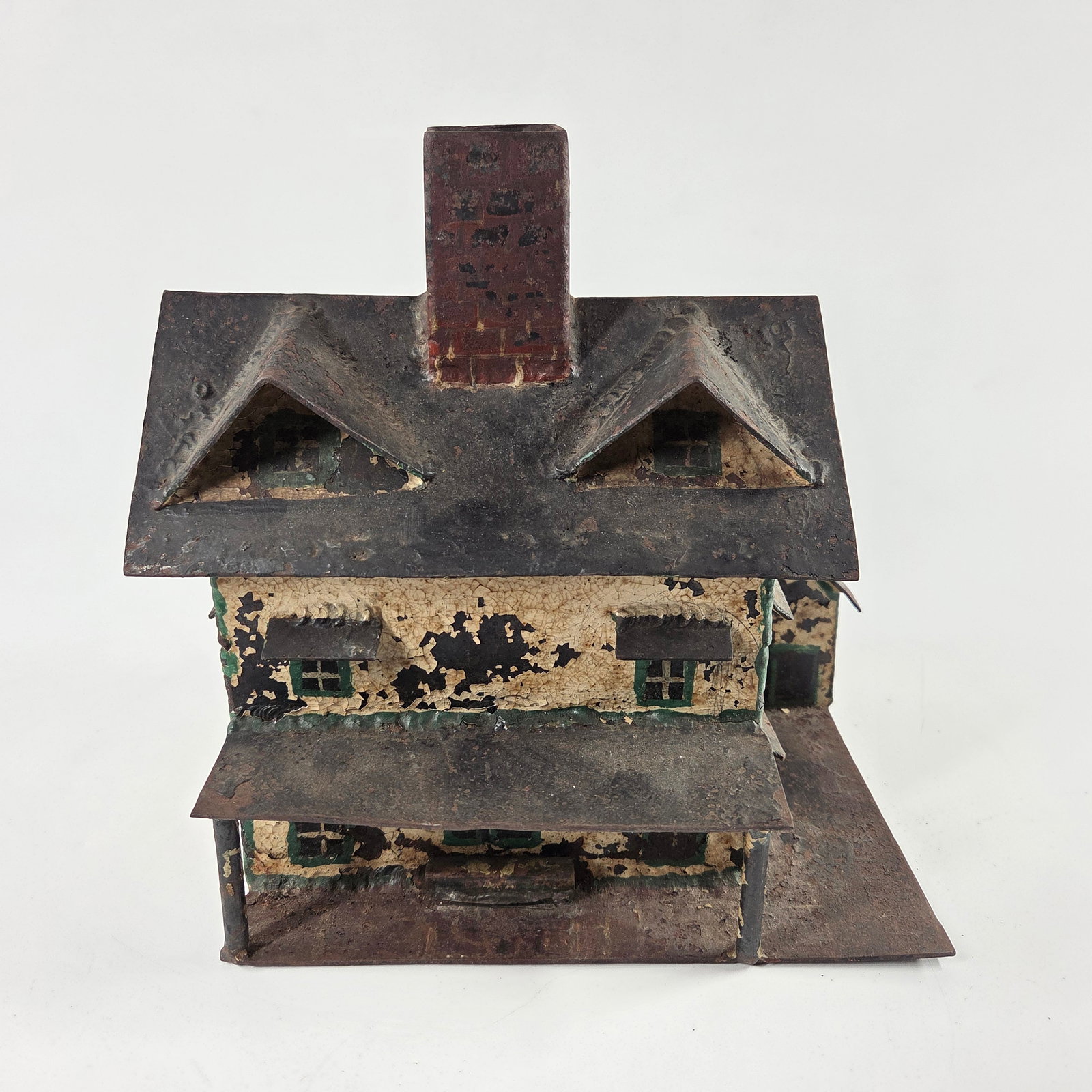 EARLY PAINTED IRON BUILDING HOME FIGURAL STILL COIN BANK (1 of 6)