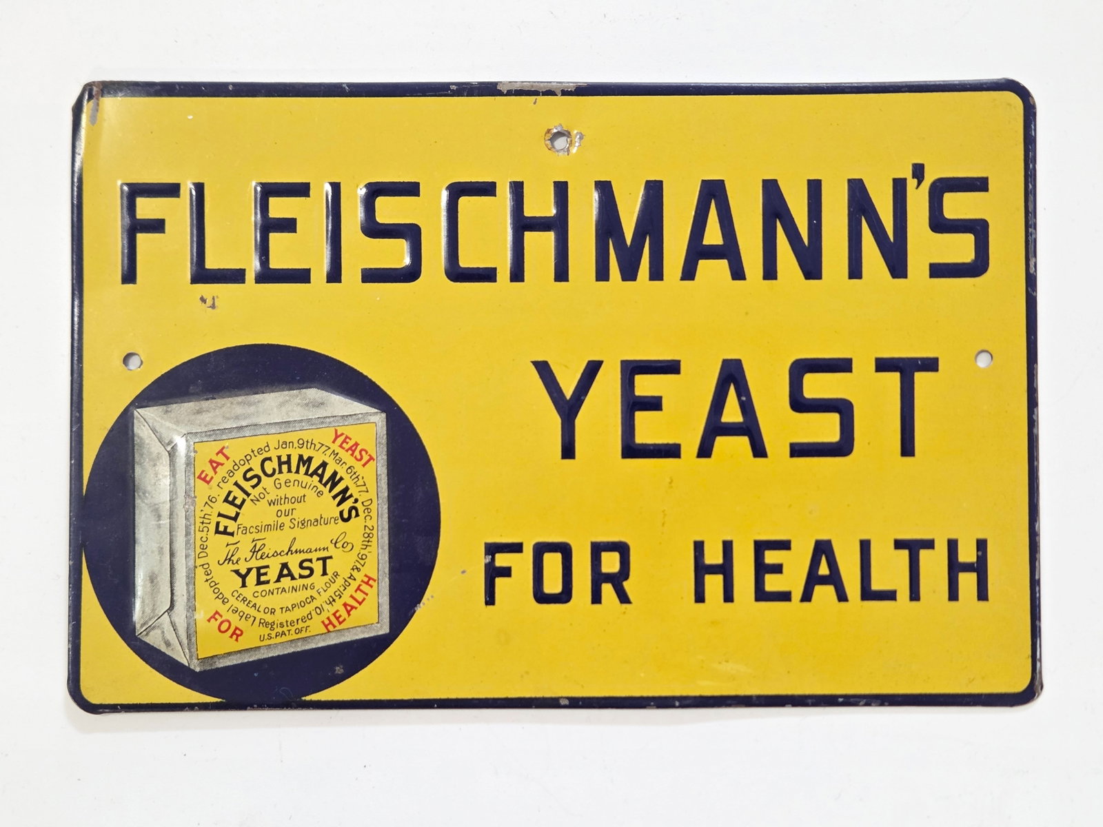 FLEISCHMANN'S YEAST EMBOSSED METAL ADVERTISING SIGN (1 of 4)