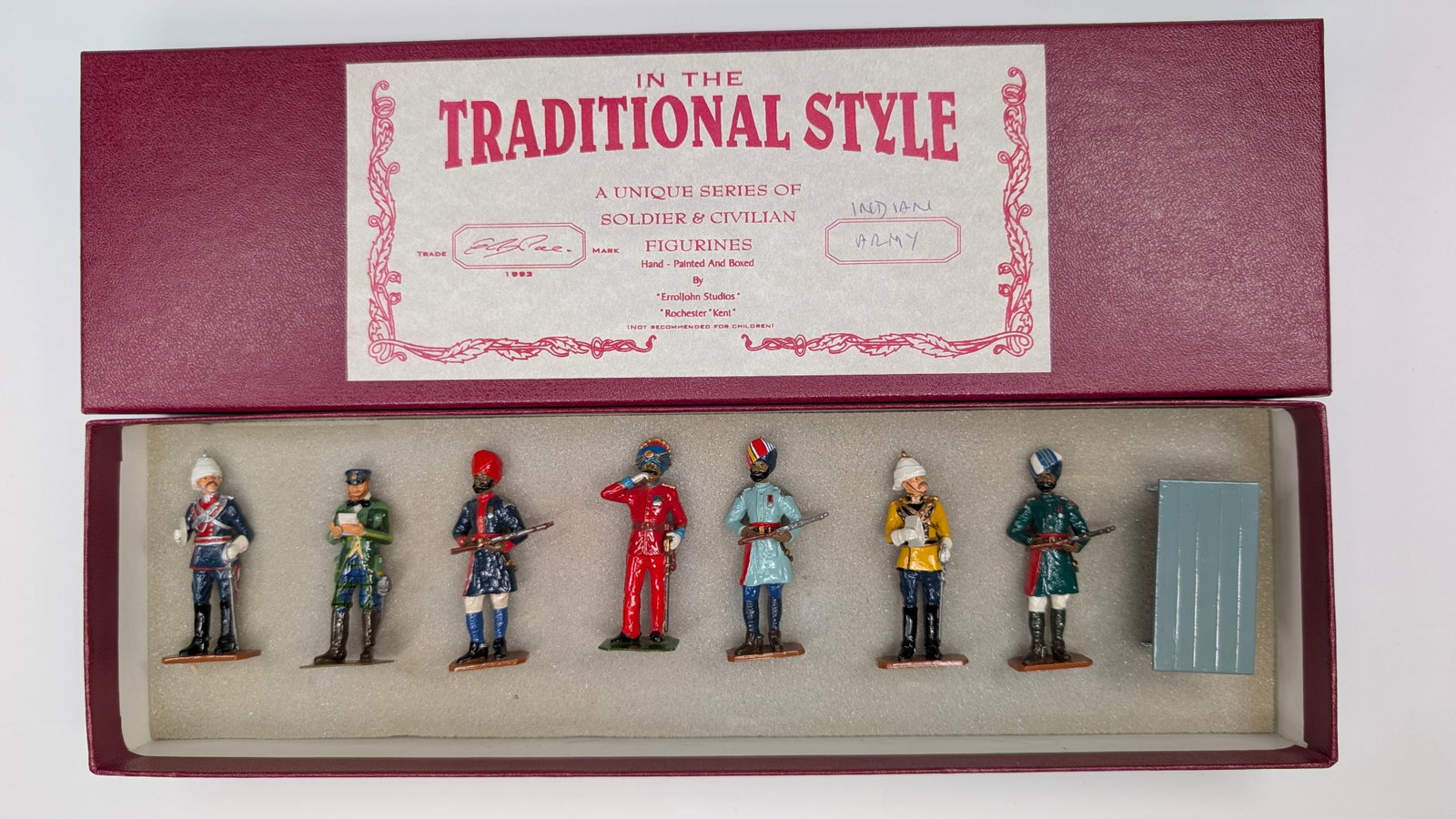 ERROL JOHN STUDIOS INDIAN ARMY SET: SET REMAINS IN VERY GOOD CONDITION WITH BOX.