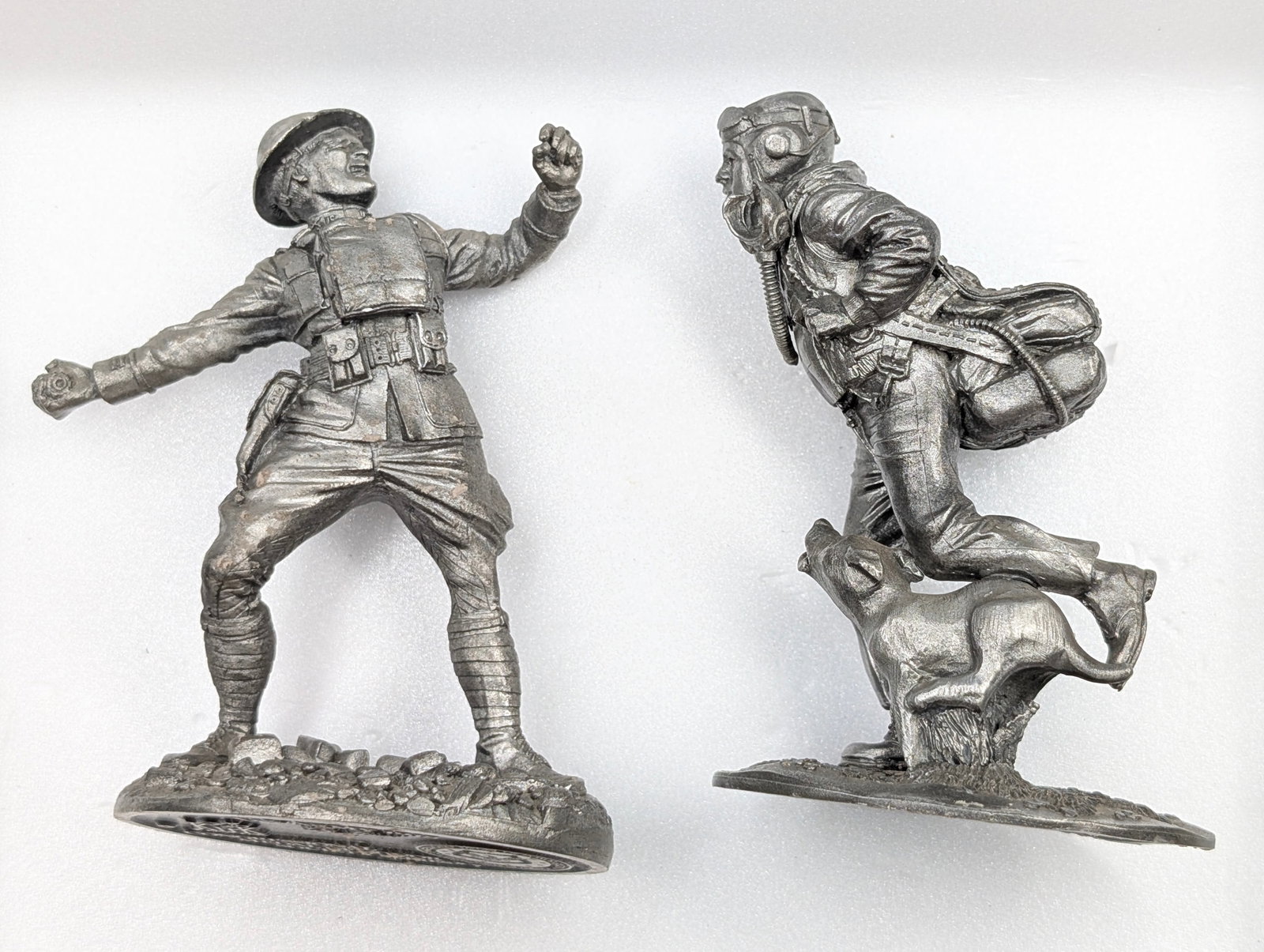 PAIR OF KIRK PEWTER US MILITARY SOLDIERS: BOTH REMAIN IN GOOD CONDITION, SHOWING SOME LIGHT TYPICAL WEAR.
