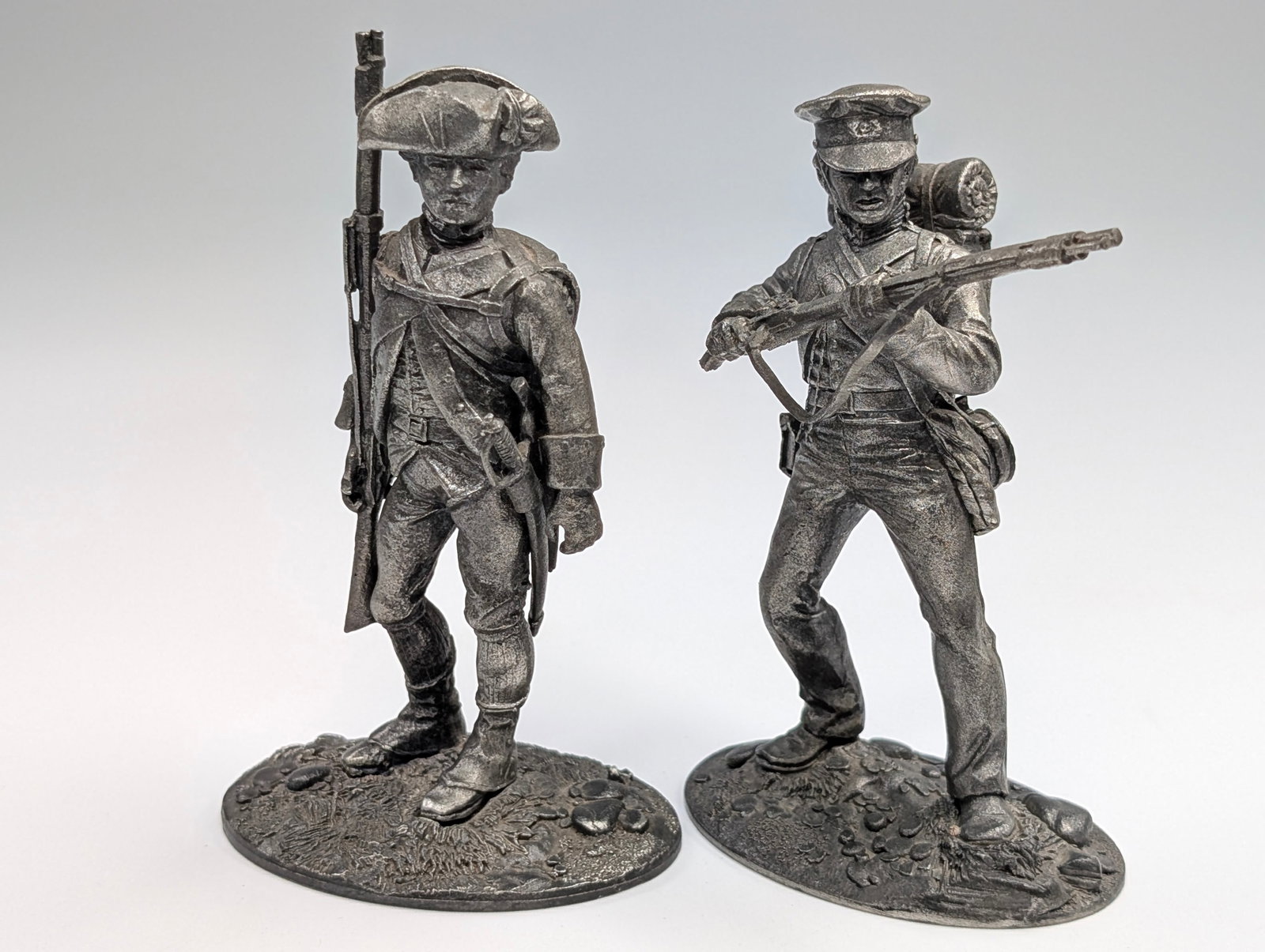 PAIR OF KIRK PEWTER US MILITARY SOLDIERS: BOTH REMAIN IN GOOD CONDITION, SHOWING SOME LIGHT TYPICAL WEAR.