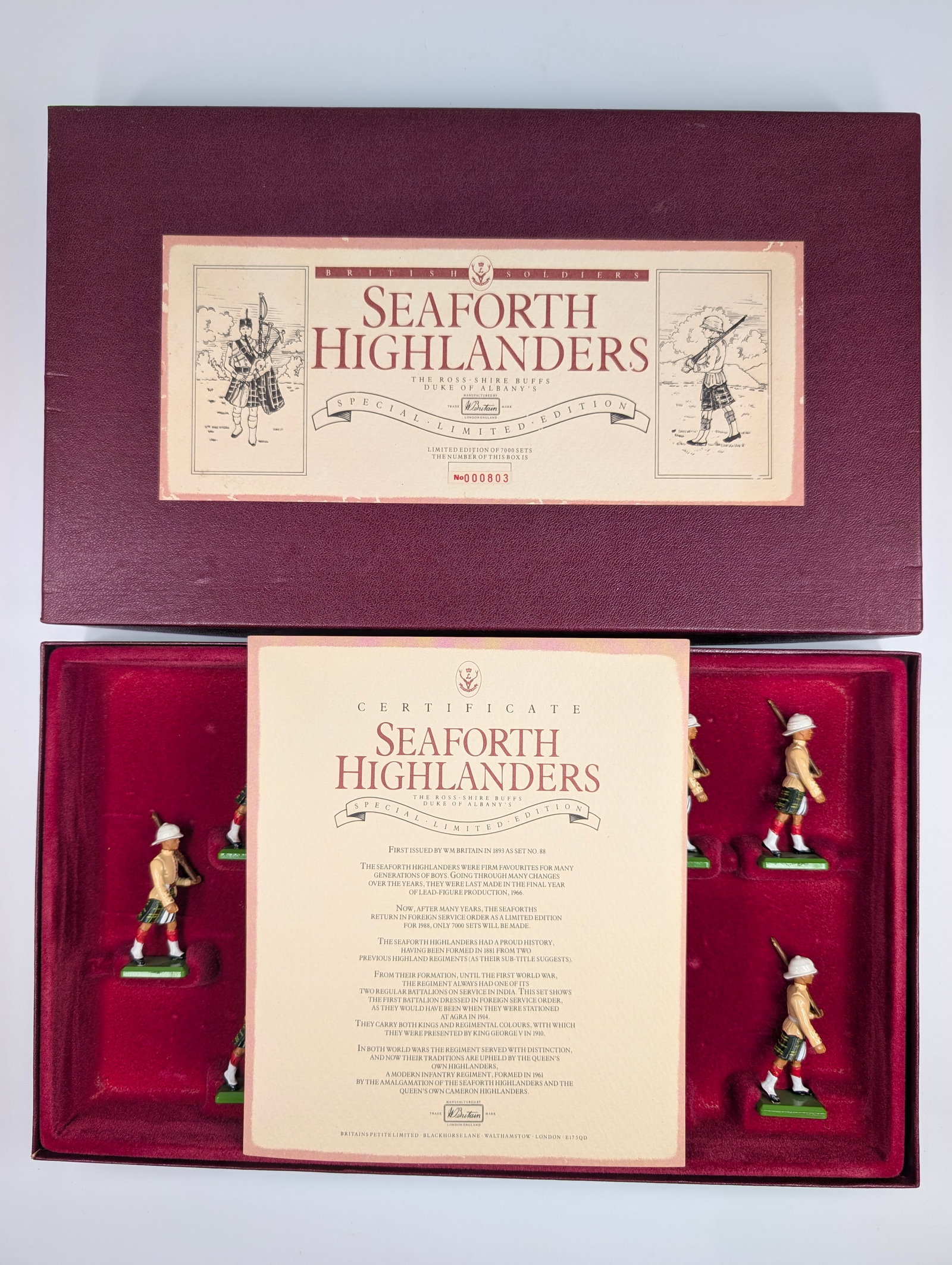 BRITAIN NO. 88 SEAFORTH HIGHLANDERS: SET REMAINS IN VERY GOOD CONDITION WITH BOX.