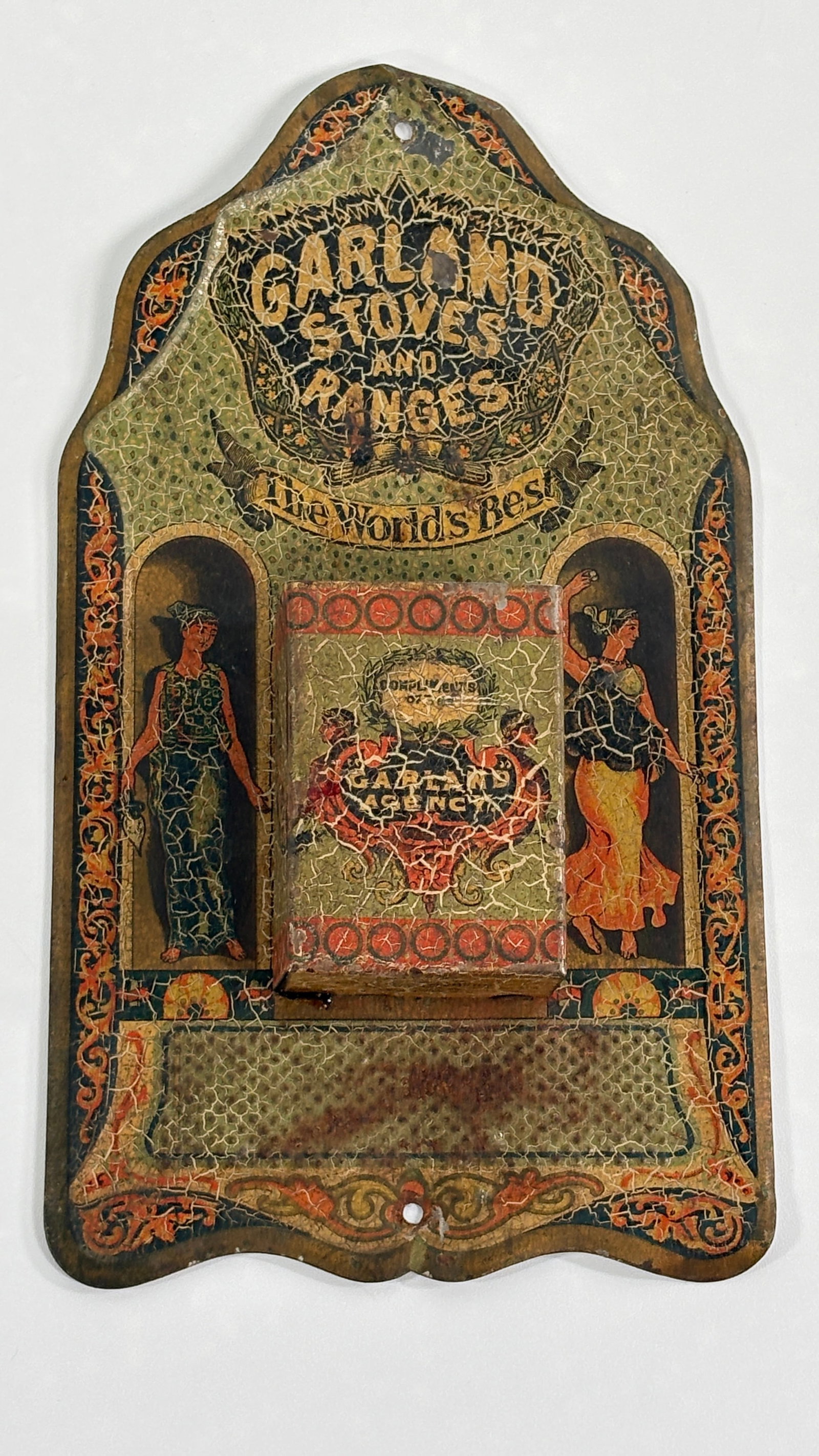 ANTIQUE GARLAND STOVES & RANGES ADVERTISING MATCH HOLDER (1 of 5)