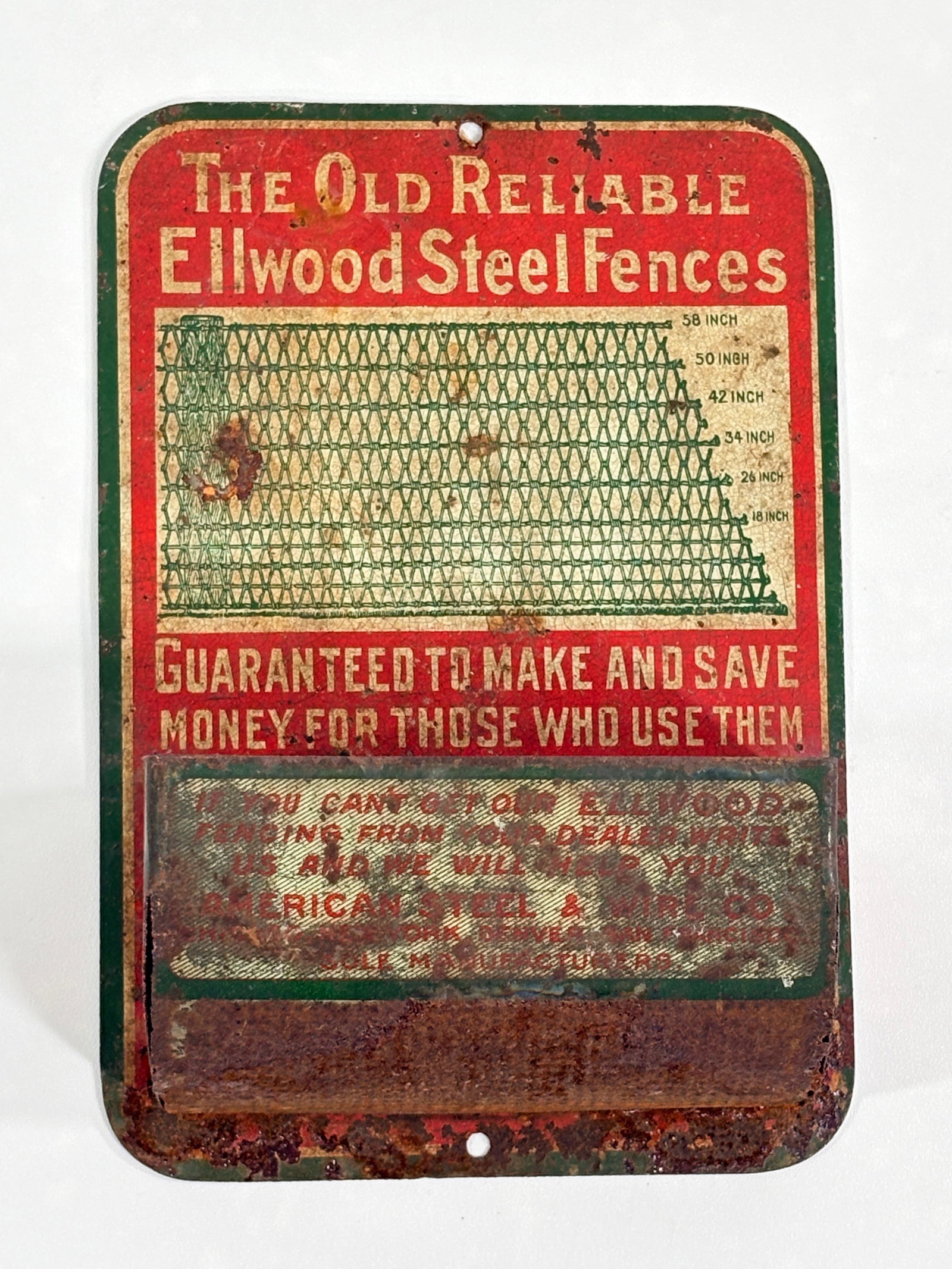 ELLWOOD STEEL FENCES ADVERTISING MATCH HOLDER
