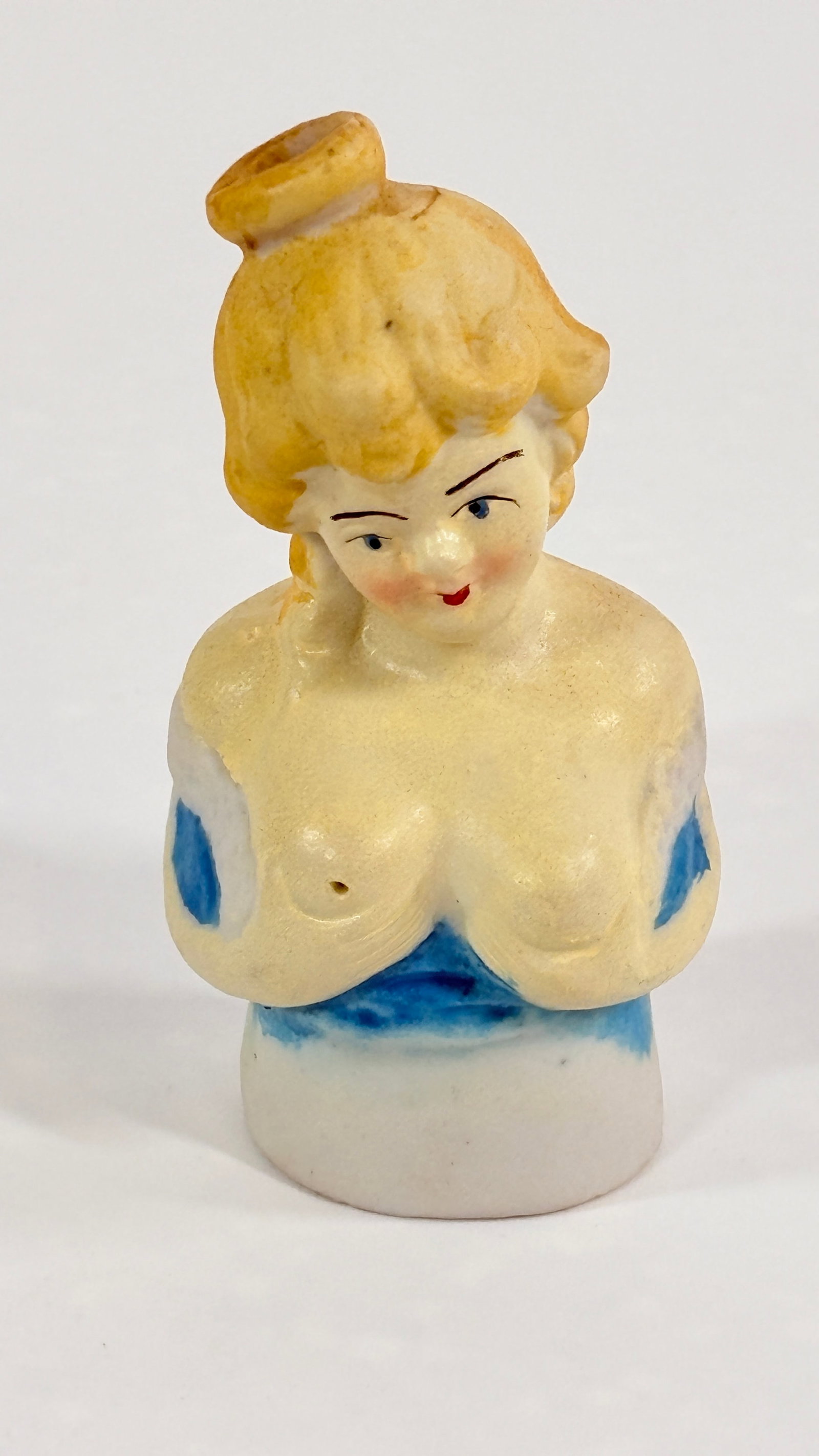 ANTIQUE GERMAN BISQUE NAUGHT NUDE BUST NIP BOTTLE