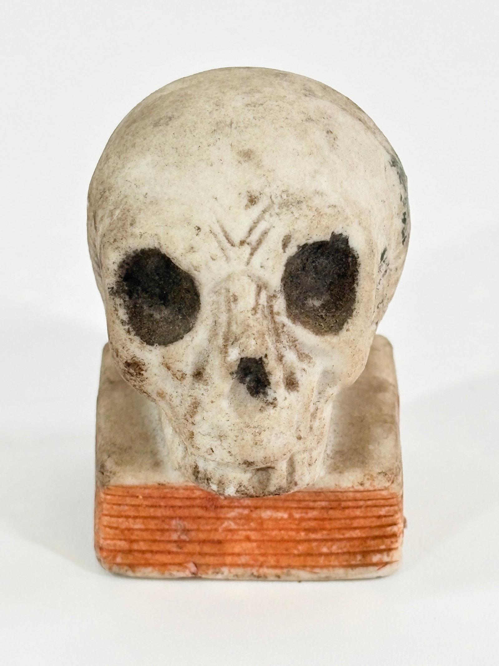 JAPAN BISQUE SKELETON SKULL ON BOOK