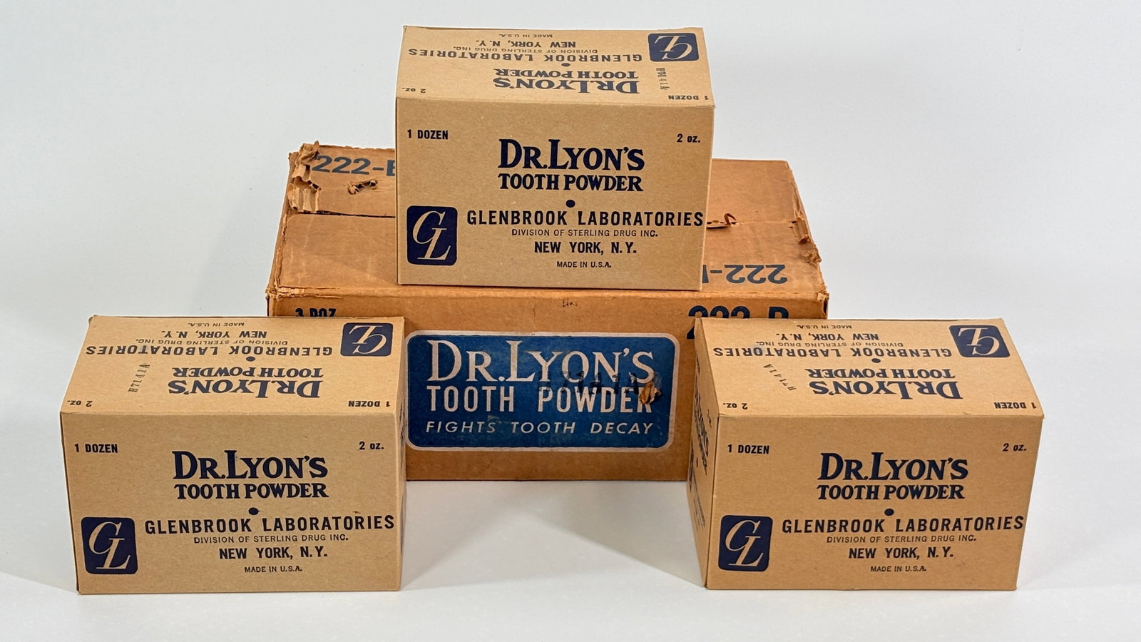CASE OF 36 DR. LYON'S TOOTH POWDER TINS (1 of 5)