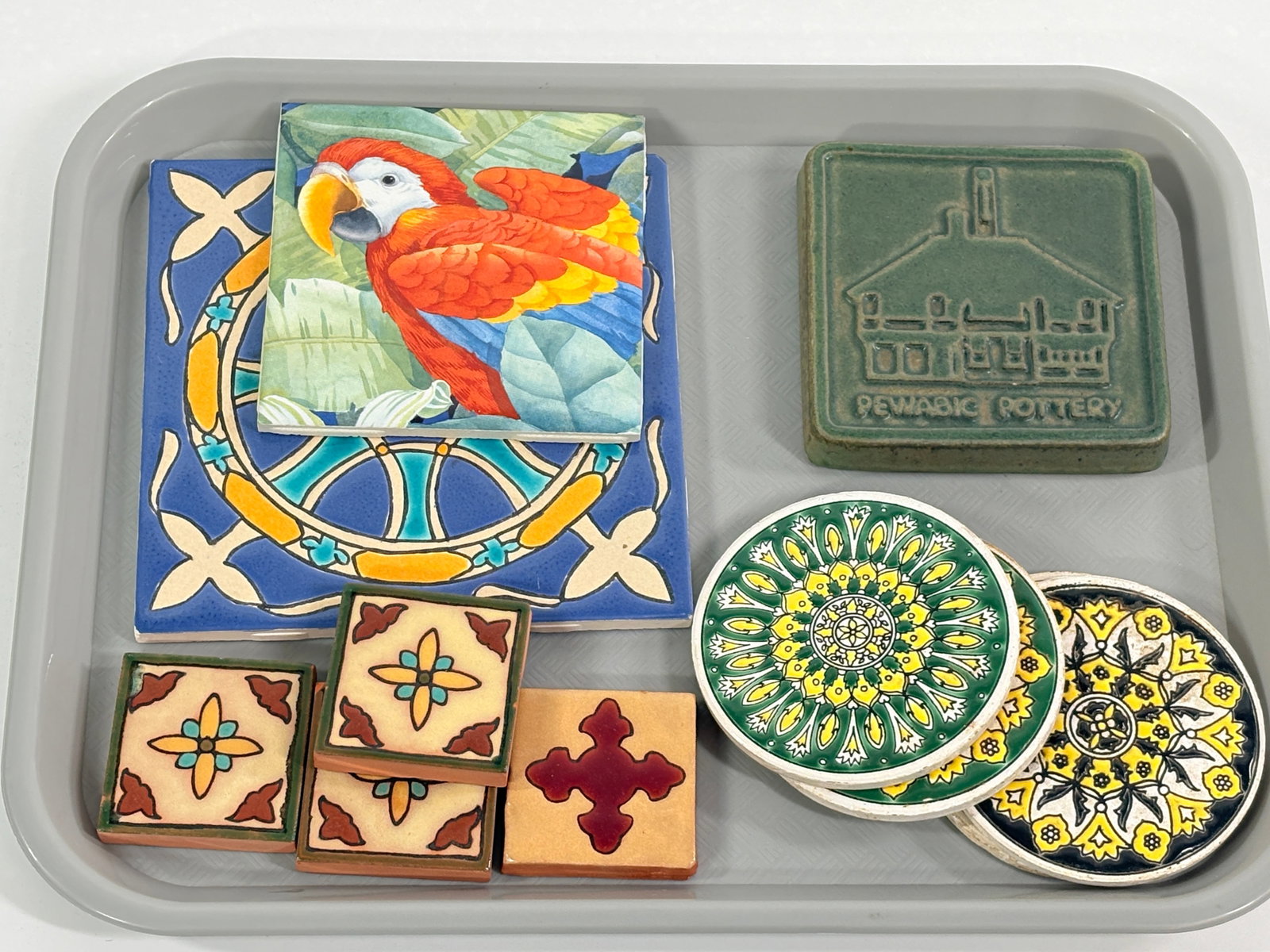 VARIOUS COLLECTIBLE TILES: ALL REMAIN IN GOOD CONDITION, NO CHIPS OR CRACKS.