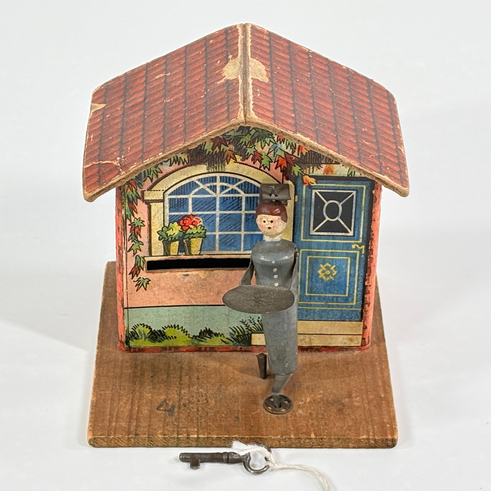 ANTIQUE GERMAN PAPER LITHO & WOOD BANK (1 of 4)