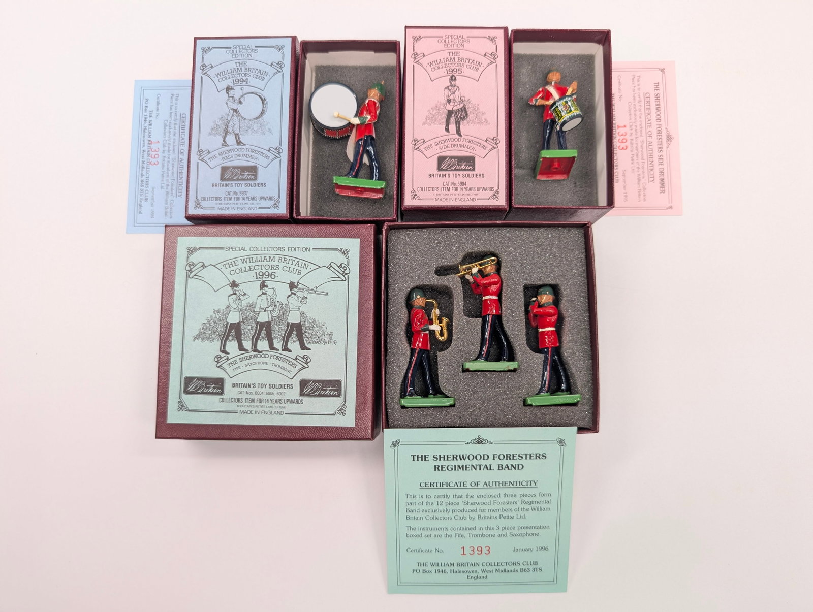 3) WILLIAM BRITAIN COLLECTORS CLUB FIGURES: ALL REMAIN IN VERY GOOD CONDITION IN BOX.