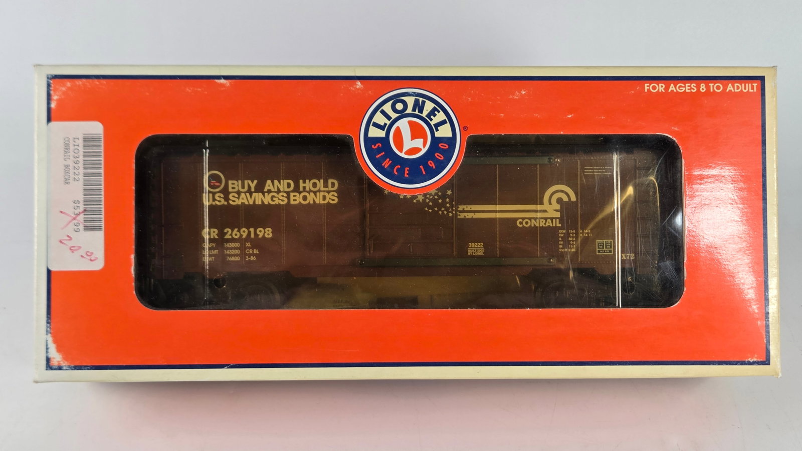 LIONEL 6-39222 CONRAIL 6565 BOXCAR NIB: REMAINS NEW UNUSED IN BOX.