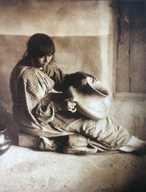 EDWARD CURTIS (B.1868-1952)The Potter, 1905Photo-Litho. 8.5" x 7": EDWARD CURTIS (B.1868-1952)The Potter, 1905Photo-Litho. 8.5" x 7"
