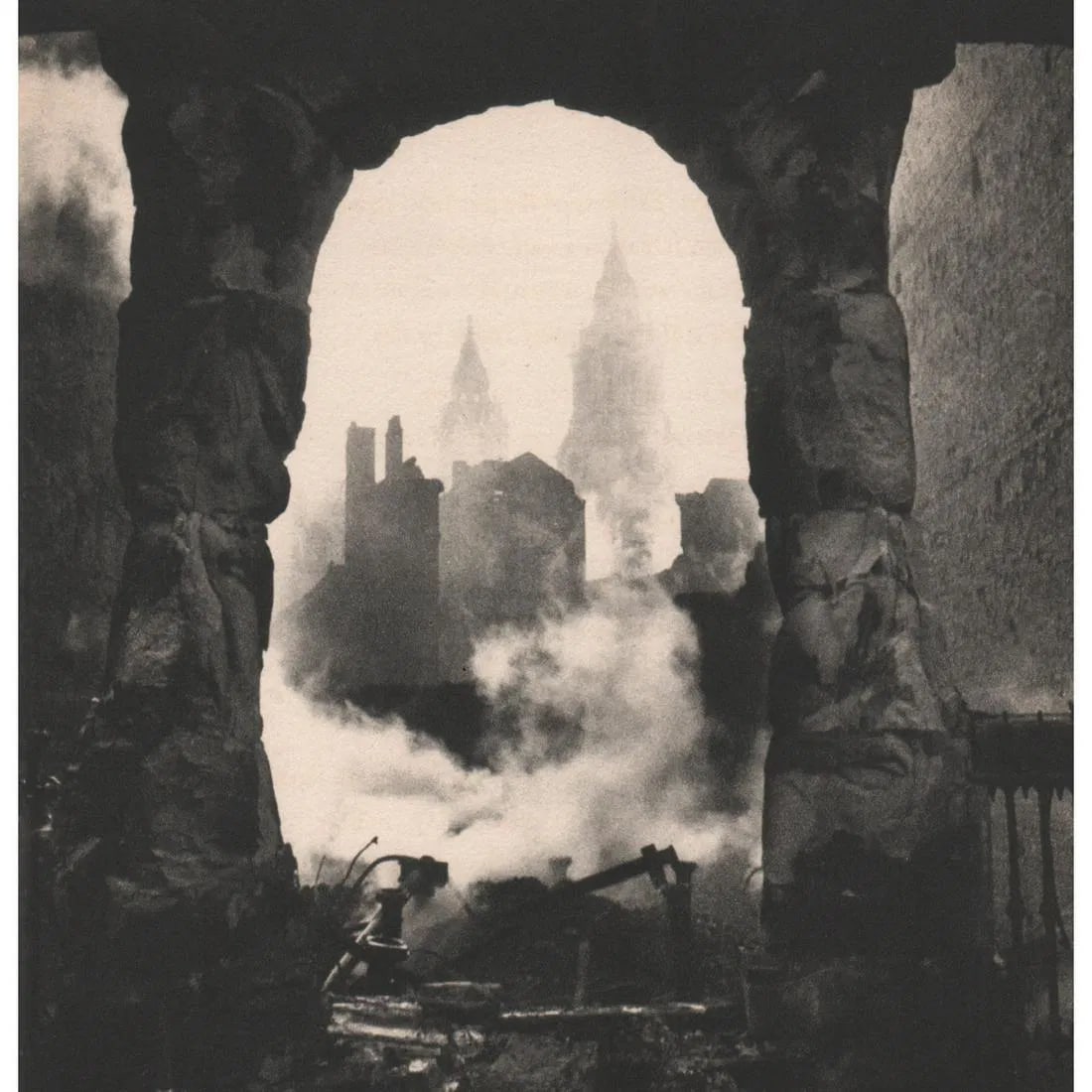 Cecil Beaton - St. Paul's after the Air Raid: Cecil Beaton - St. Paul's after the Air Raid. Gravure Print. Measures: 6 x 6 inches.