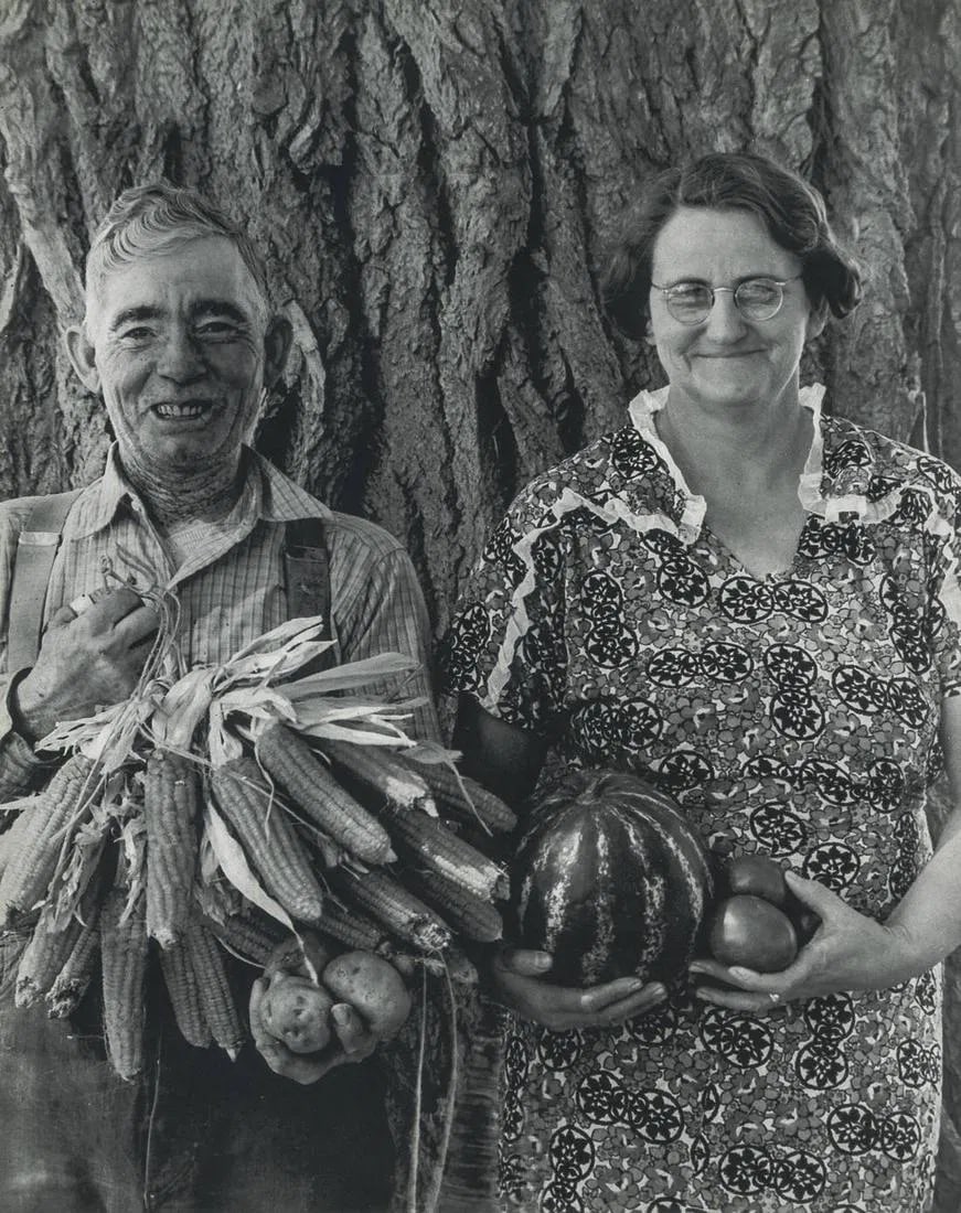 Arthur Rothstein - Mr. and Mrs. A.B., on their Farm: Arthur Rothstein - Mr. and Mrs. A.B., on their Farm. Gravure Print. Measures: 6 1/2 x 8 1/4 inches.