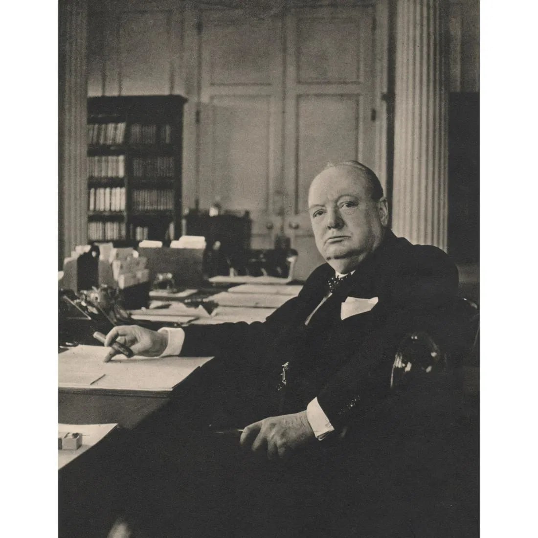 Cecil Beaton - The Rt. Hon. Winston Churchill, O.M.: Cecil Beaton - The Rt. Hon. Winston Churchill, O.M. Gravure Print. Measures: 7 1/2 x 6 inches.