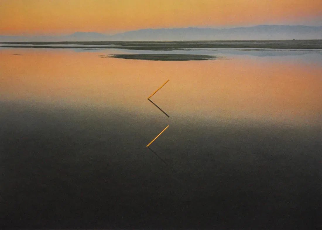 John Pfahl - Great Salt Lake Angles, 1977: John Pfahl - Great Salt Lake Angles, 1977. Photolitho. Measures: 7 3/4 x 5 1/2 inches.