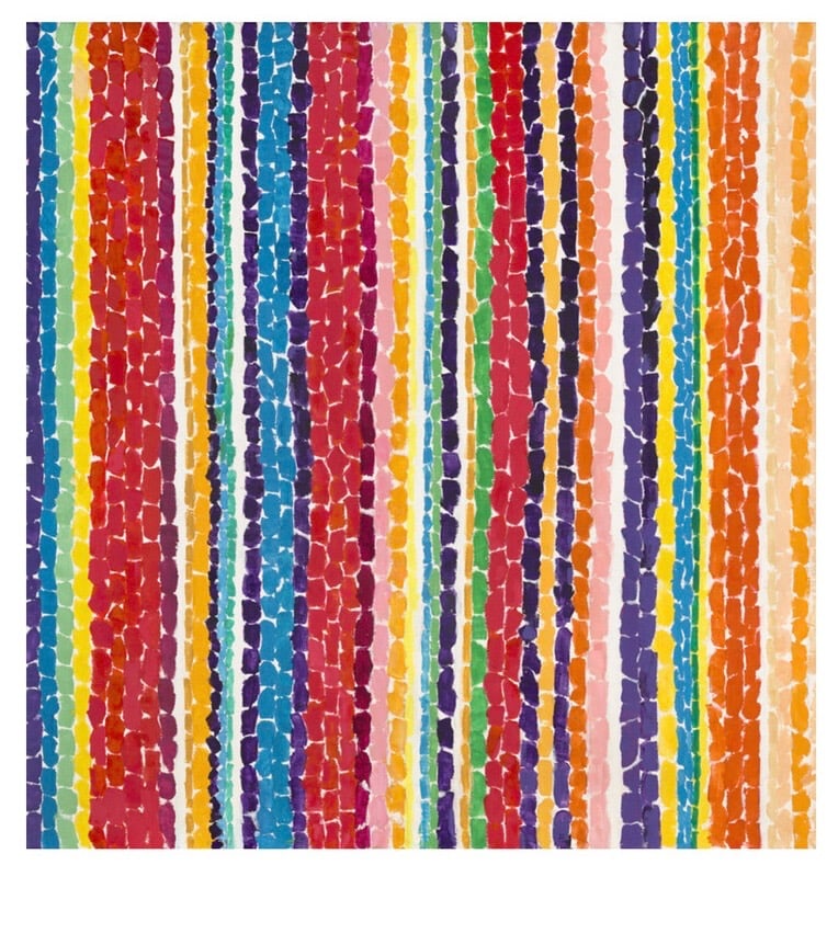 Alma Thomas “Tiptoe Through the Tulips?? offset lithograph: Alma Thomas “Tiptoe Through the Tulips” offset lithograph , wove paper, Date 1969, measures approx 30 x 33 inches