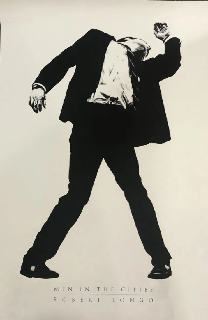 Robert Longo (Men in the Cities) Poster: ROBERT LONGO (B. 1953), Men in the Cities,Poster in black and whiteMeasures 40 x 25 inches