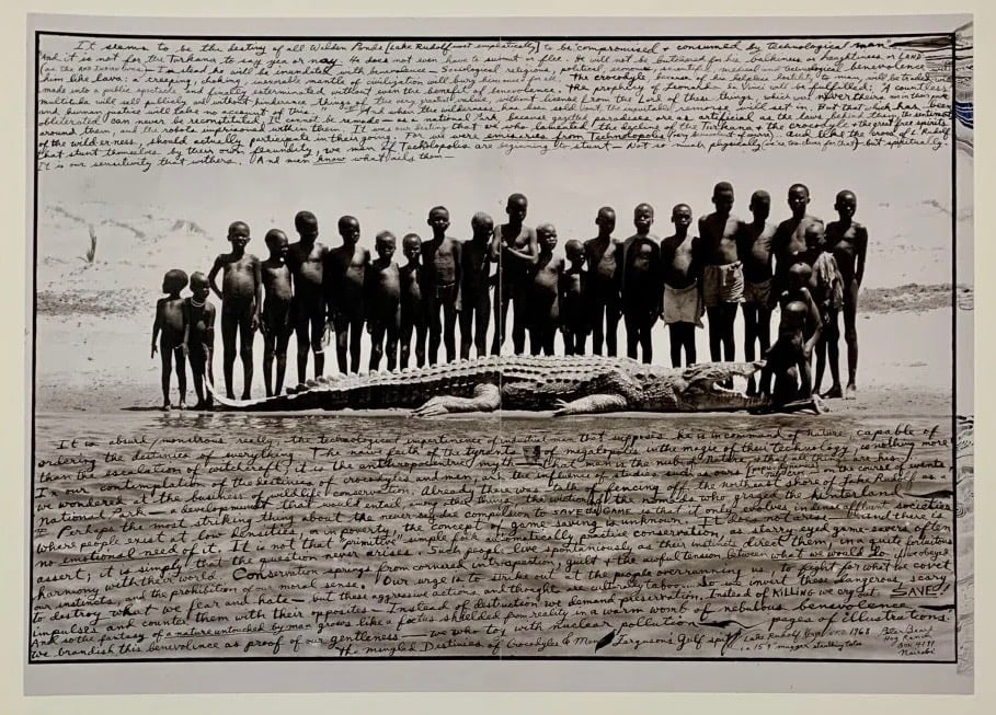 Peter Beard - Ferguson: PETER BEARD (1938-2020) Ferguson's Gulf Spit Crocodile, 1968 ,Photo-litho , Measures 12 1/4" x 17