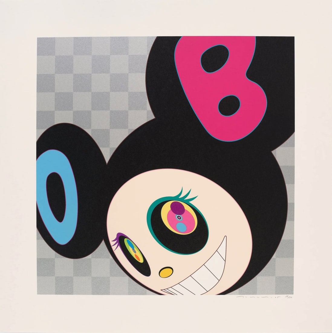 TAKASHI MURAKAMI: AND THEN BLACK Screen print signed and numbered: Takashi Murakami, Kaikai Kiki Co., Ltd., 2005, Screen print on paper, 20.5 × 20.5 inches, Edition of 50, Signed, numbered, and dated on recto