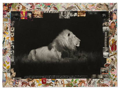 PETER BEARD (1938-2020) Lion at Night, 1984 photo litho: Measures 30 x 40 inches