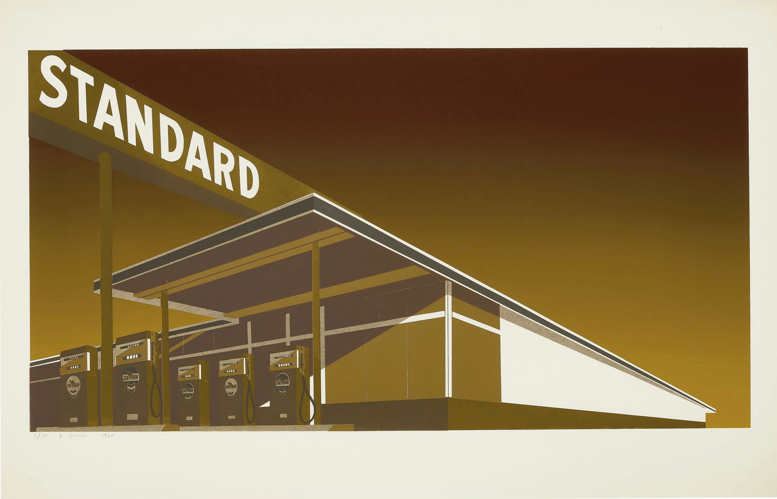 Ed Ruscha Mocha Standard offset lithograph: Measures 25 x 40 inches, Plate signed ,titled and numbered , after