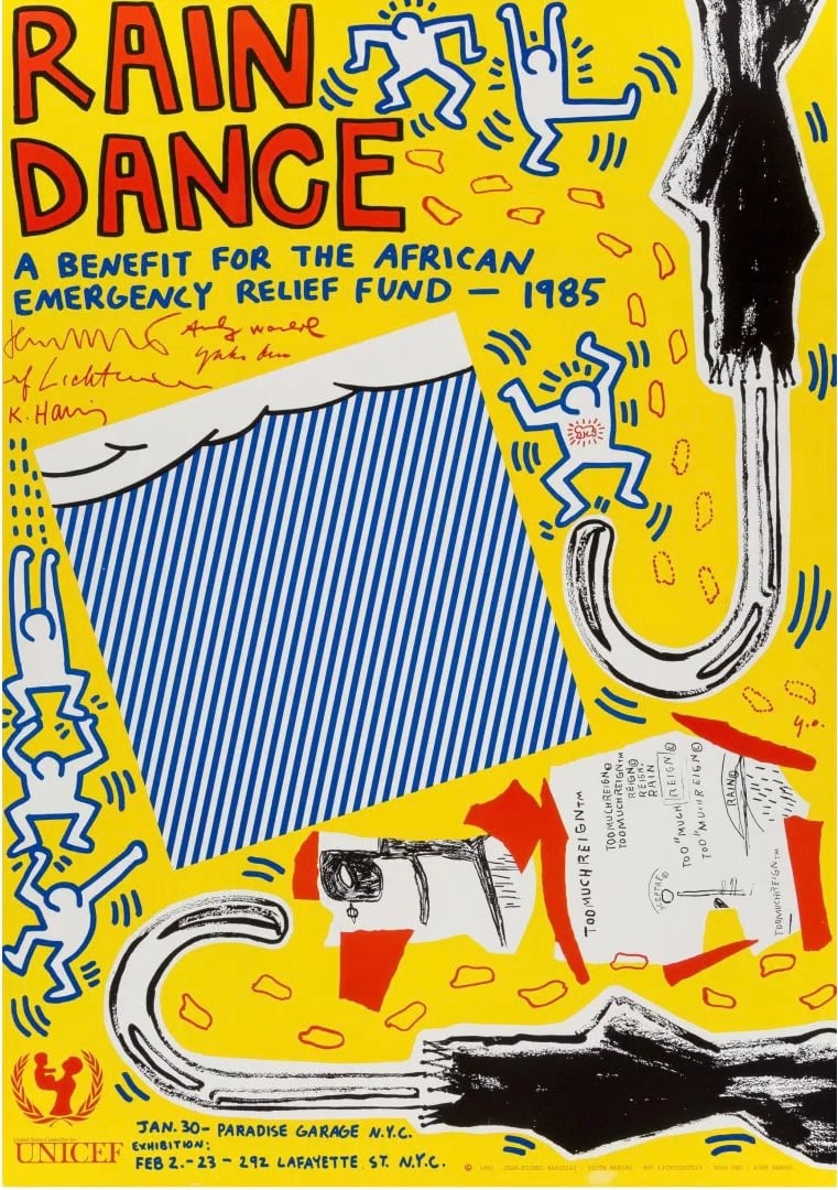 1980s Keith Haring Rain Dance Poster Warhol Haring Yoko Ono (1 of 1)
