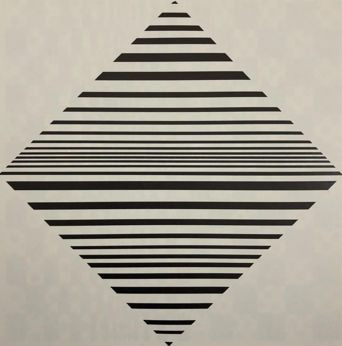 Bridget Riley (British, b. 1931): Bridget Rley 1970 Serif Offset Lithograph. Measures: 8 x 8 inches.