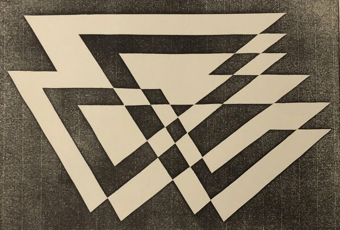Josef Albers (American, 1888-1976): Josef Albers Contra 1960s Offset Lithograph. Measures: 6 1/4 x 9 inches.