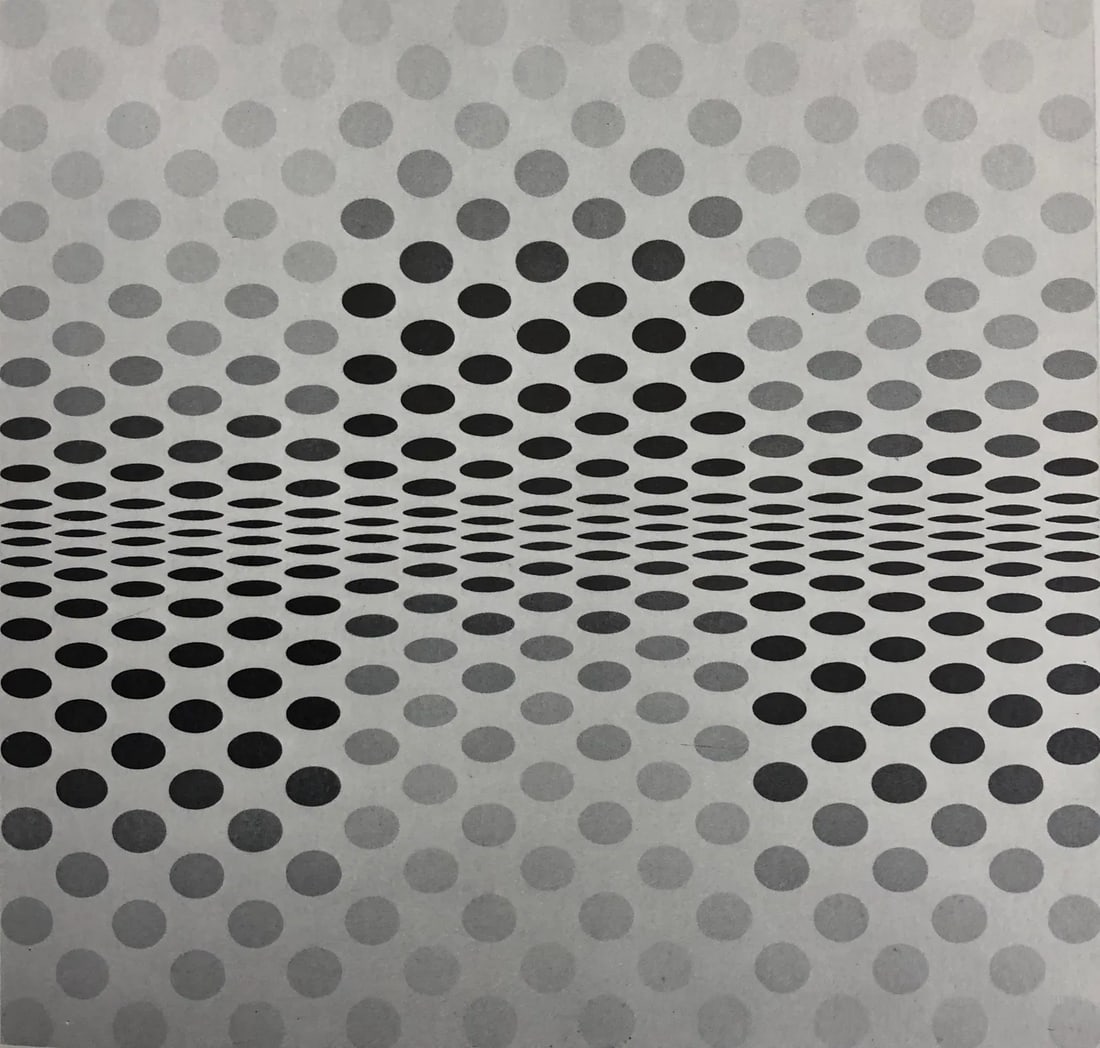 Bridget Riley (British, b. 1931): Bridget Riley Where 1970 Offset Lithograph. Measures: 7 x 7 1/4 inches.