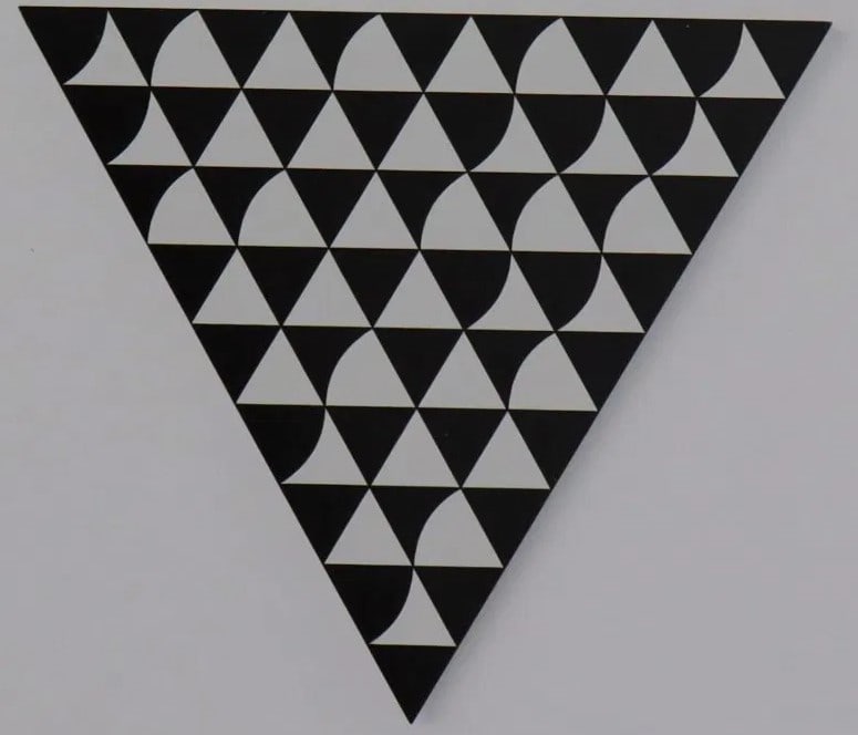 Bridget Riley (British, b. 1931): Bridget Riley Single Triangle Offset Lithograph. Measures: 4 1/2 x 5 inches.