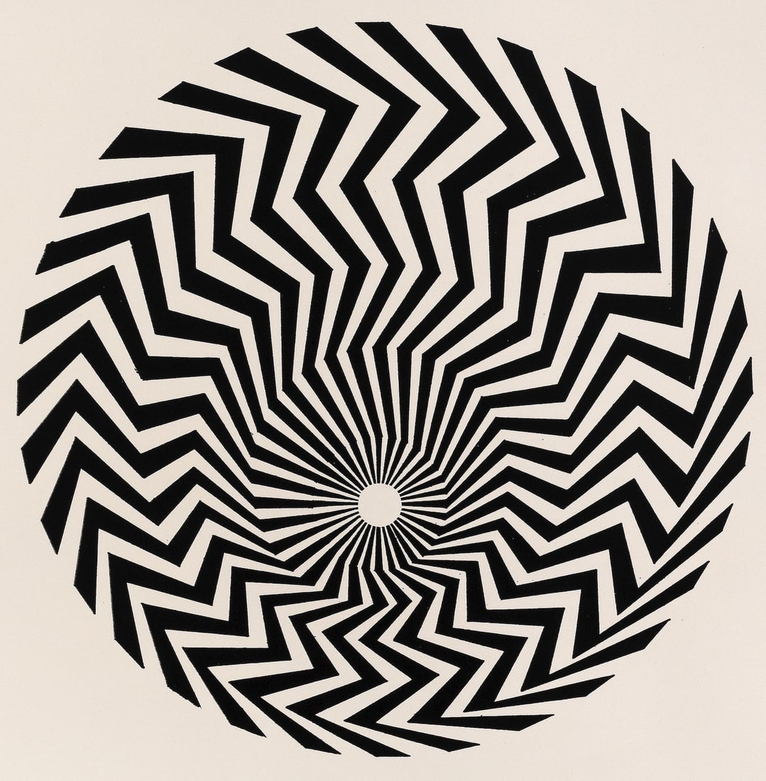 Bridget Riley (British, b. 1931): Bridget Riley - Untitled. Print on wove paper. Measures: 18 x 18 inches.