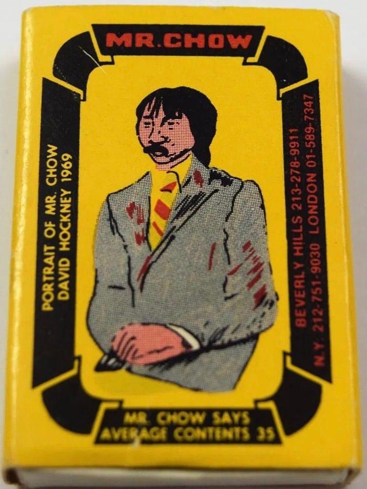 David Hockney Mr. Chow Box of Matches: Vintage Mr. Chow 1960's match art box by David Hockney, Ed Ruscha