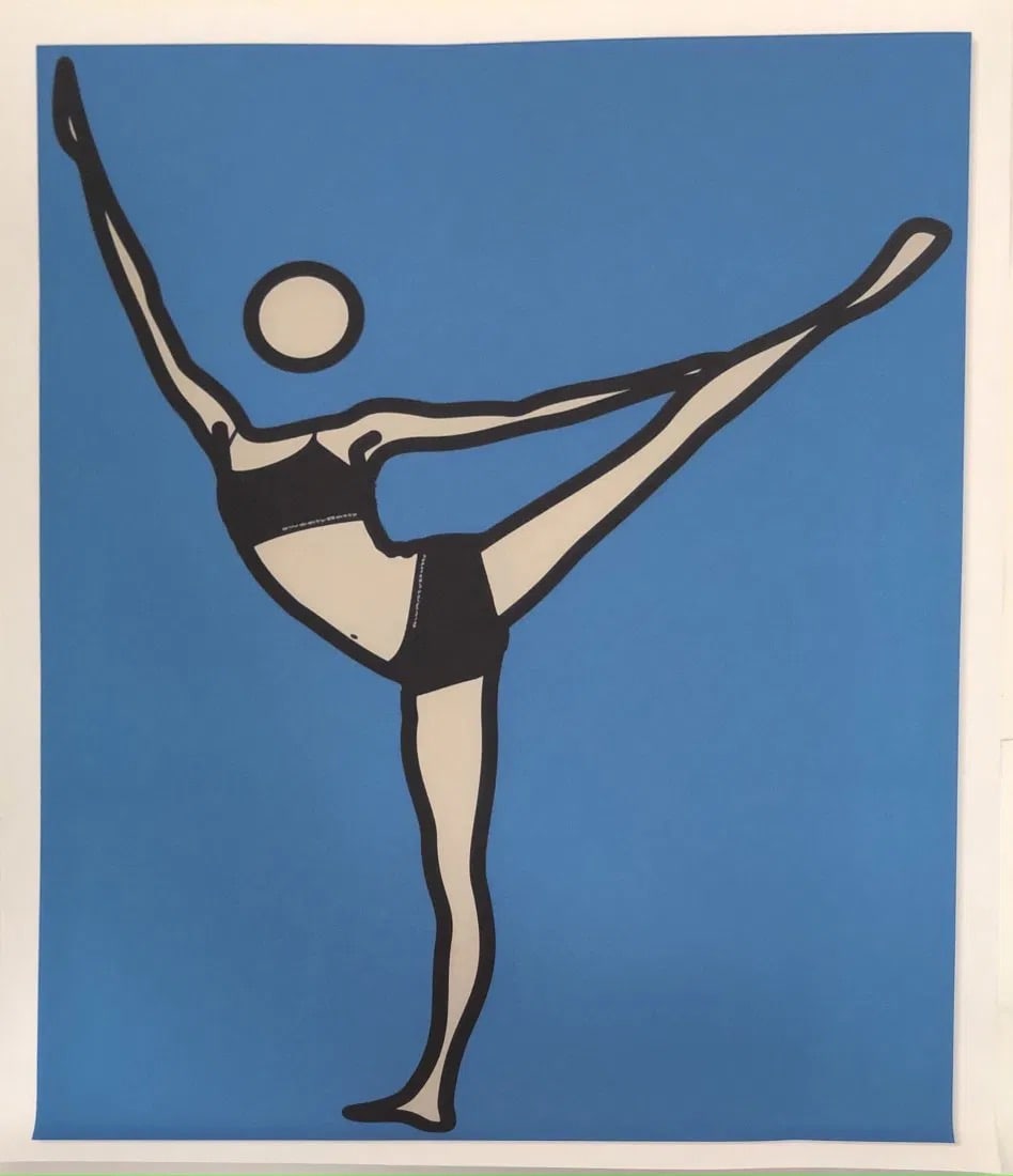 Julian Opie offset lithograph on woven paper: Measures 30 x 24 inches