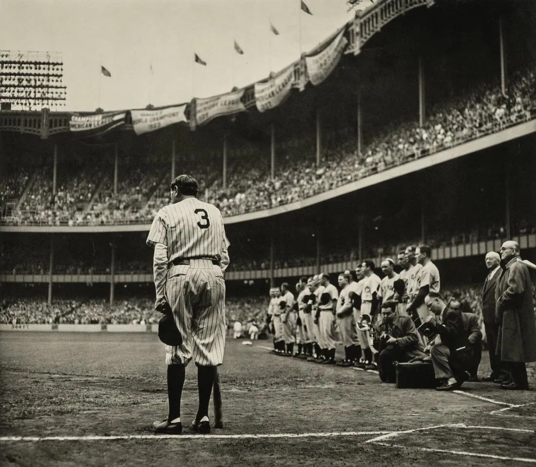 Nat Fein - The Babe Bows Out, 1948: Nat Fein - The Babe Bows Out, 1948. Photolitho. Measures: 7 1/2 x 6 1/2 inches.