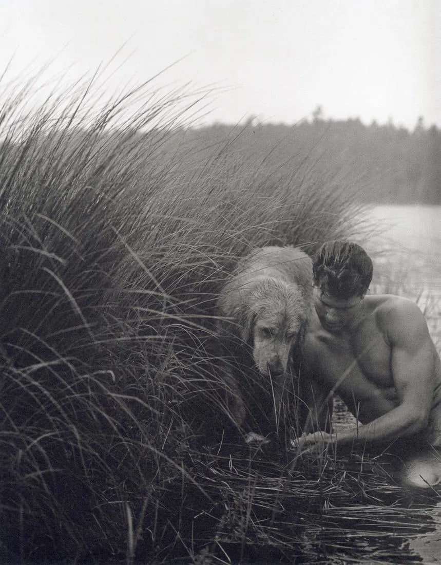 Bruce Weber - Rob & Little Bear, Island On Bear Pond: Bruce Weber - Rob & Little Bear, Island On Bear Pond. Gravure Print. Measures: 7 1/3 x 9 1/3 inches.