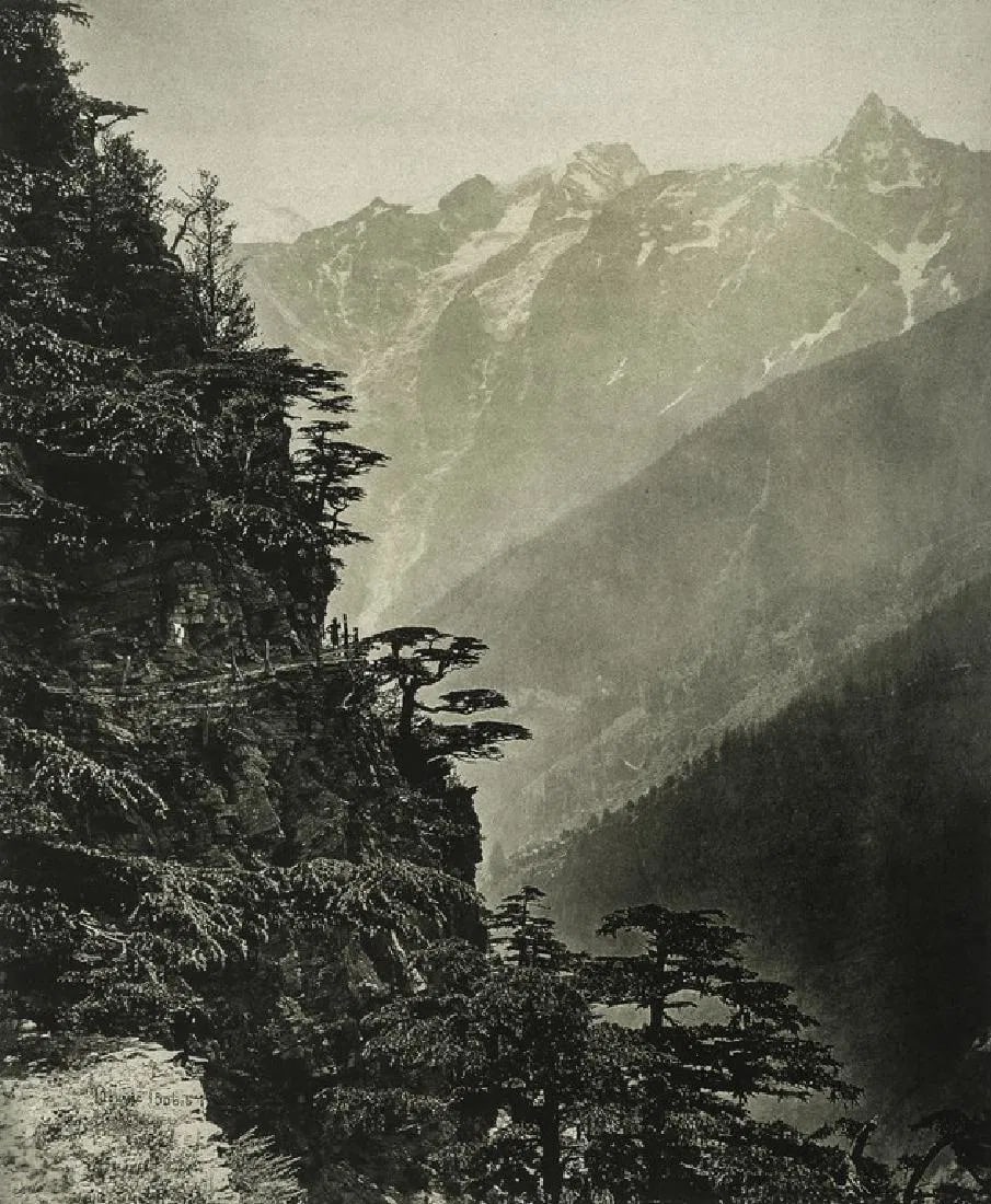 Samuel Bourne - New Road in Himalayas, 1866: Samuel Bourne - New Road in Himalayas, 1866. Gravure Print. Measures: 8 1/3 x 10 inches.