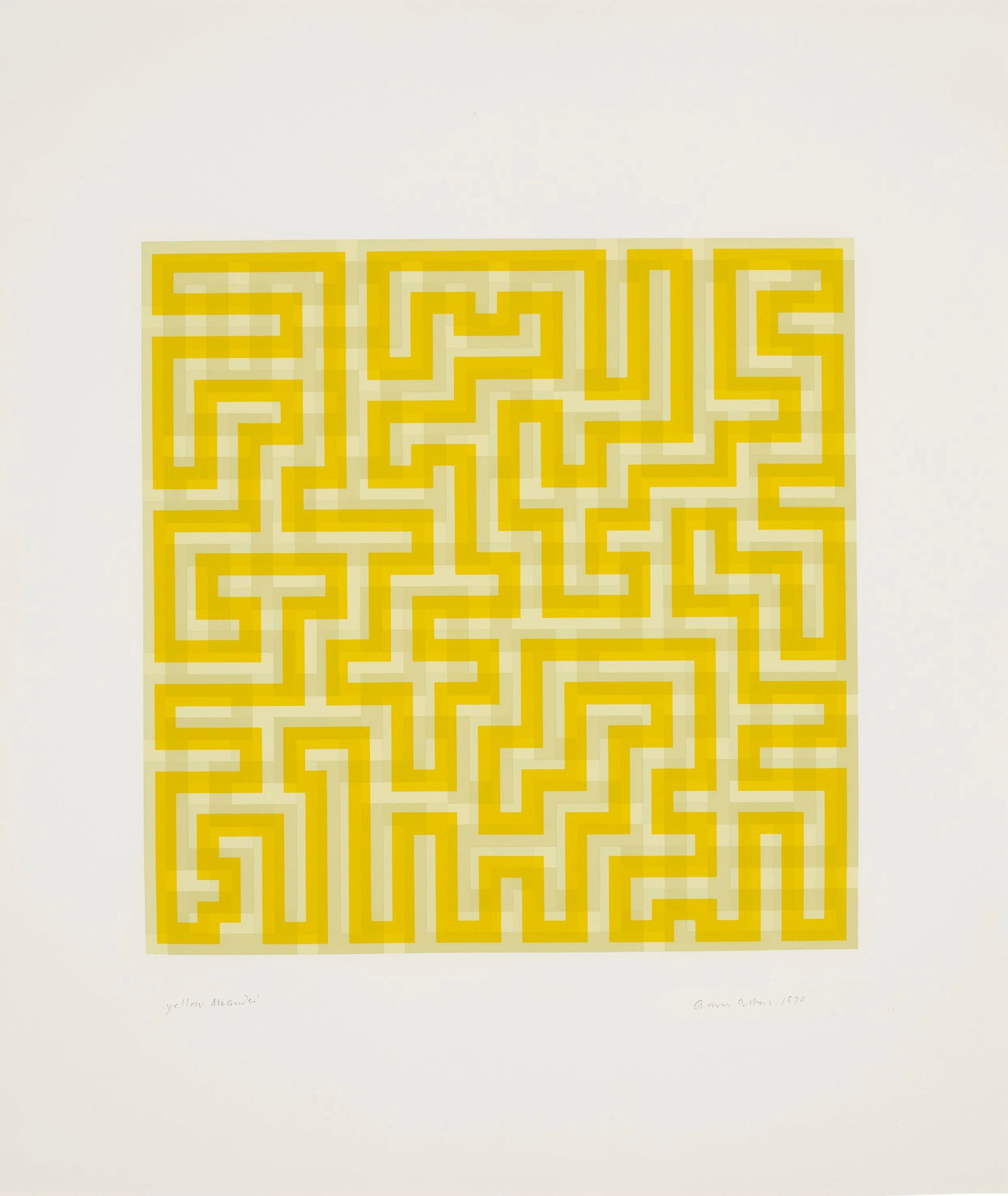 ANNI ALBERS (1899-1994) Yellow Meander screenprint: ANNI ALBERS (1899-1994) Yellow Meander, signed in the plate measures approx 28 x 24 inches
