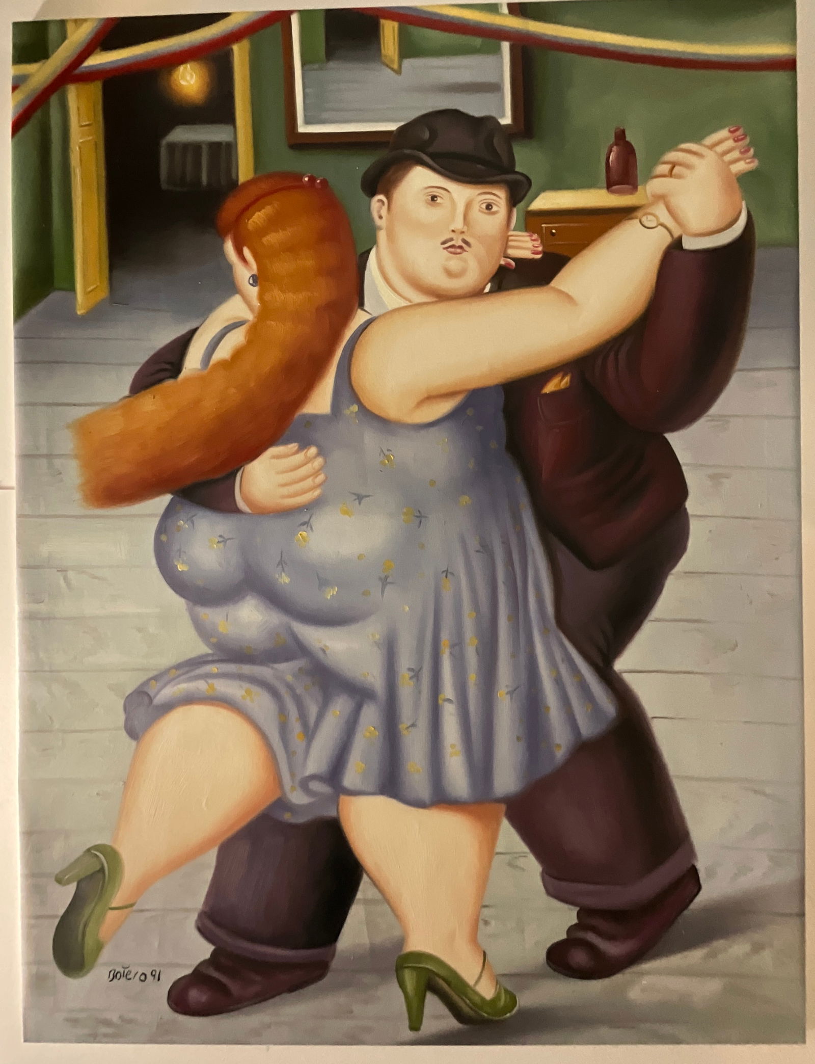 After Fernando Botero Oil On Canvas: After Fernando Botero Colombian Oil On Canvas. Signed lower side. Measures: 48 x 36 inches.