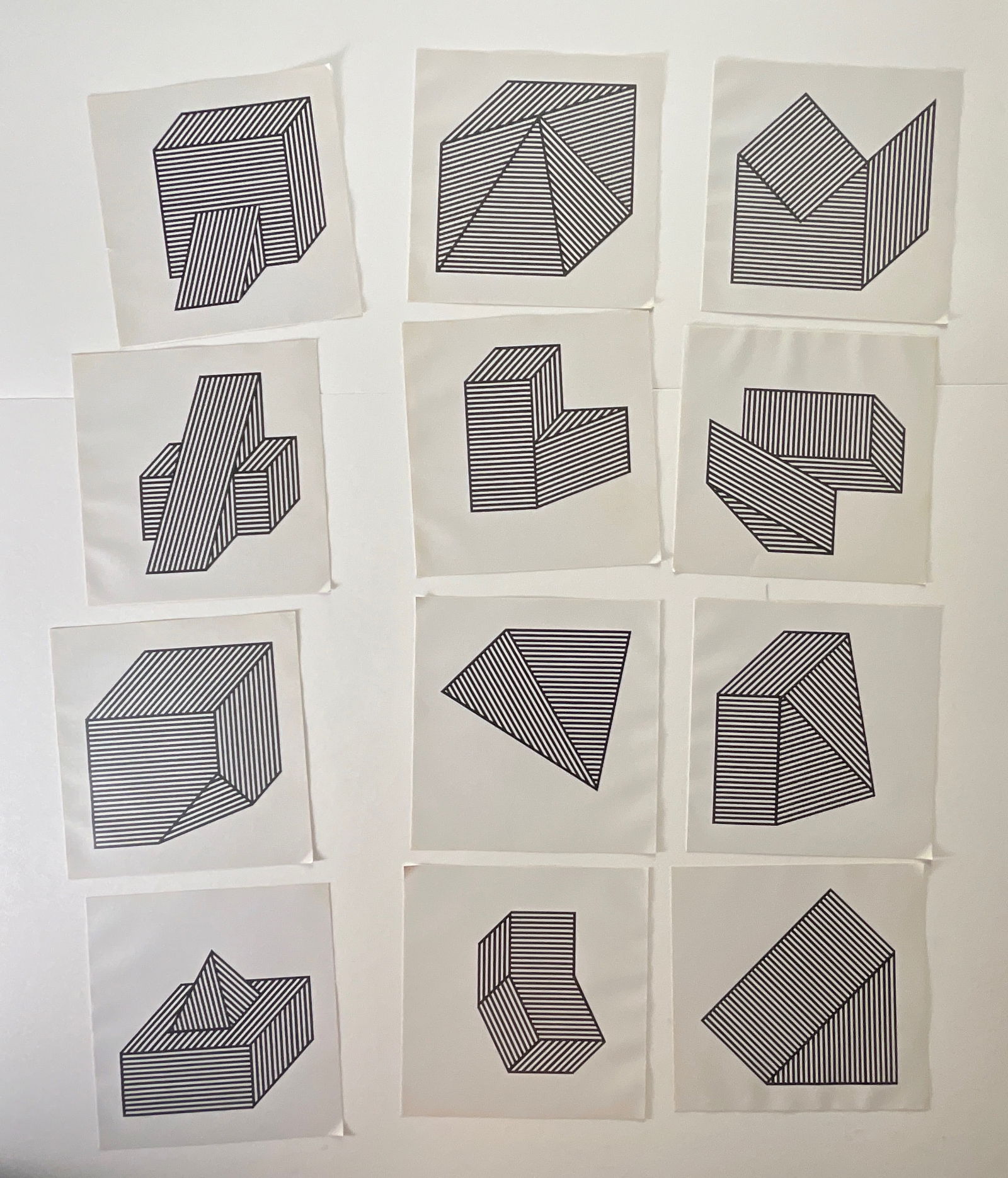 Sol Lewitt ISOMETRIC offset lithographs grouping of 12 Circa 1982 (1 of 1)