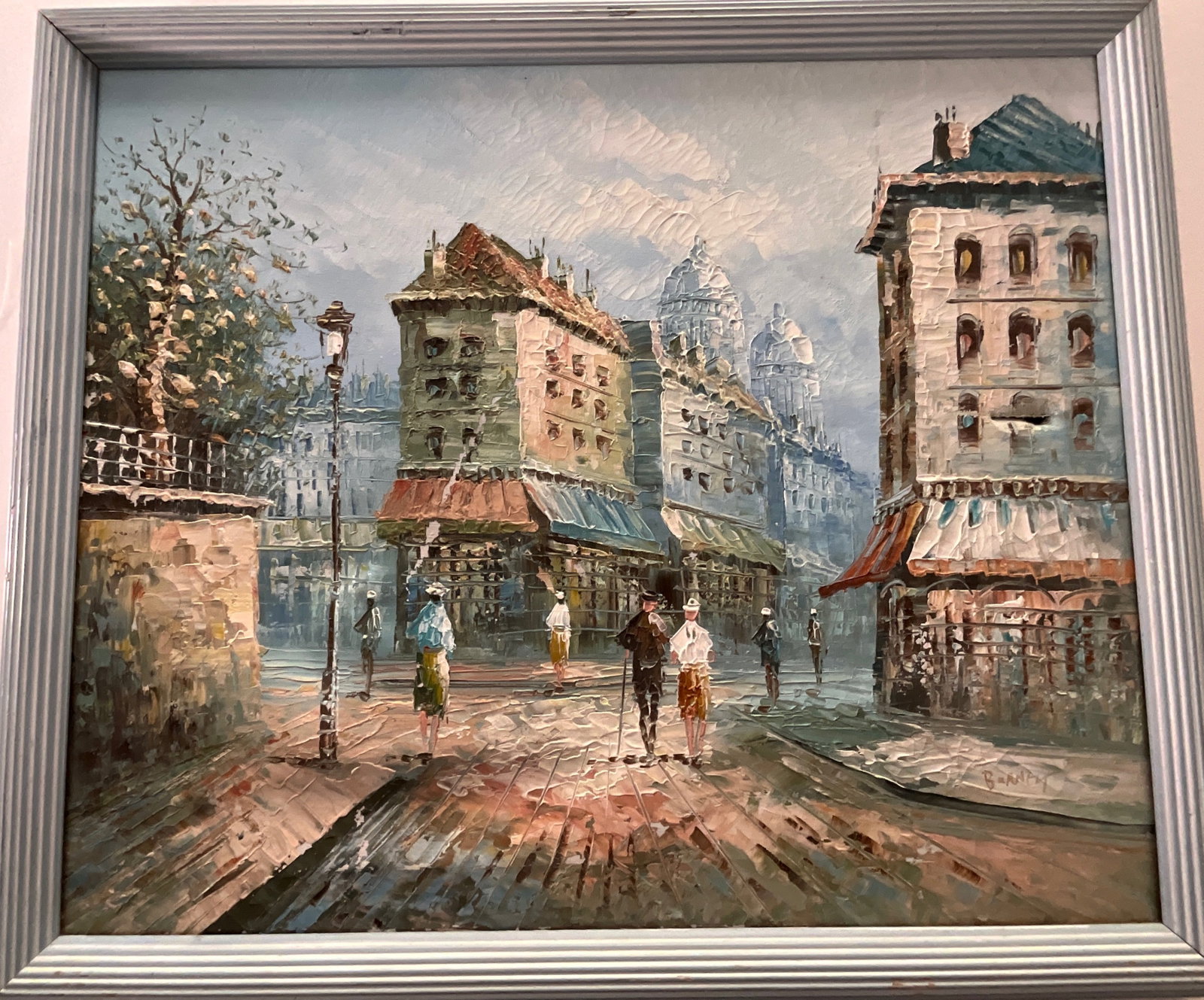 Caroline Burnett Oil Painting Paris: Measures 24 x 20 inches, signed lower right, tear in canvas, see pics